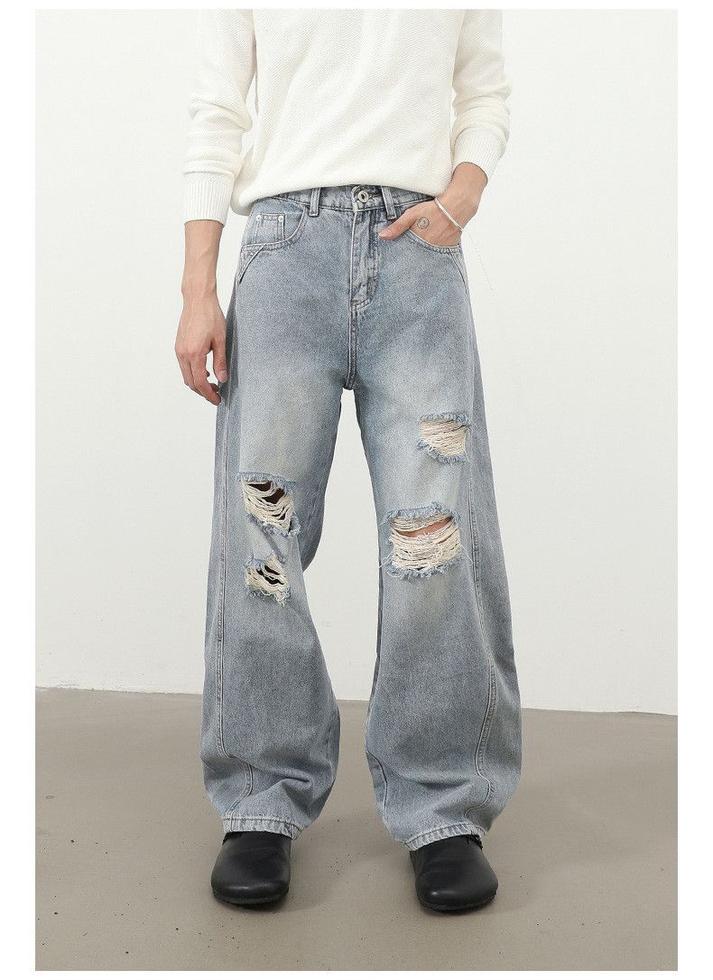 Vintage American retro men's loose washed ripped scimitar jeans Size US 32 / EU 48 - 2 Thumbnail