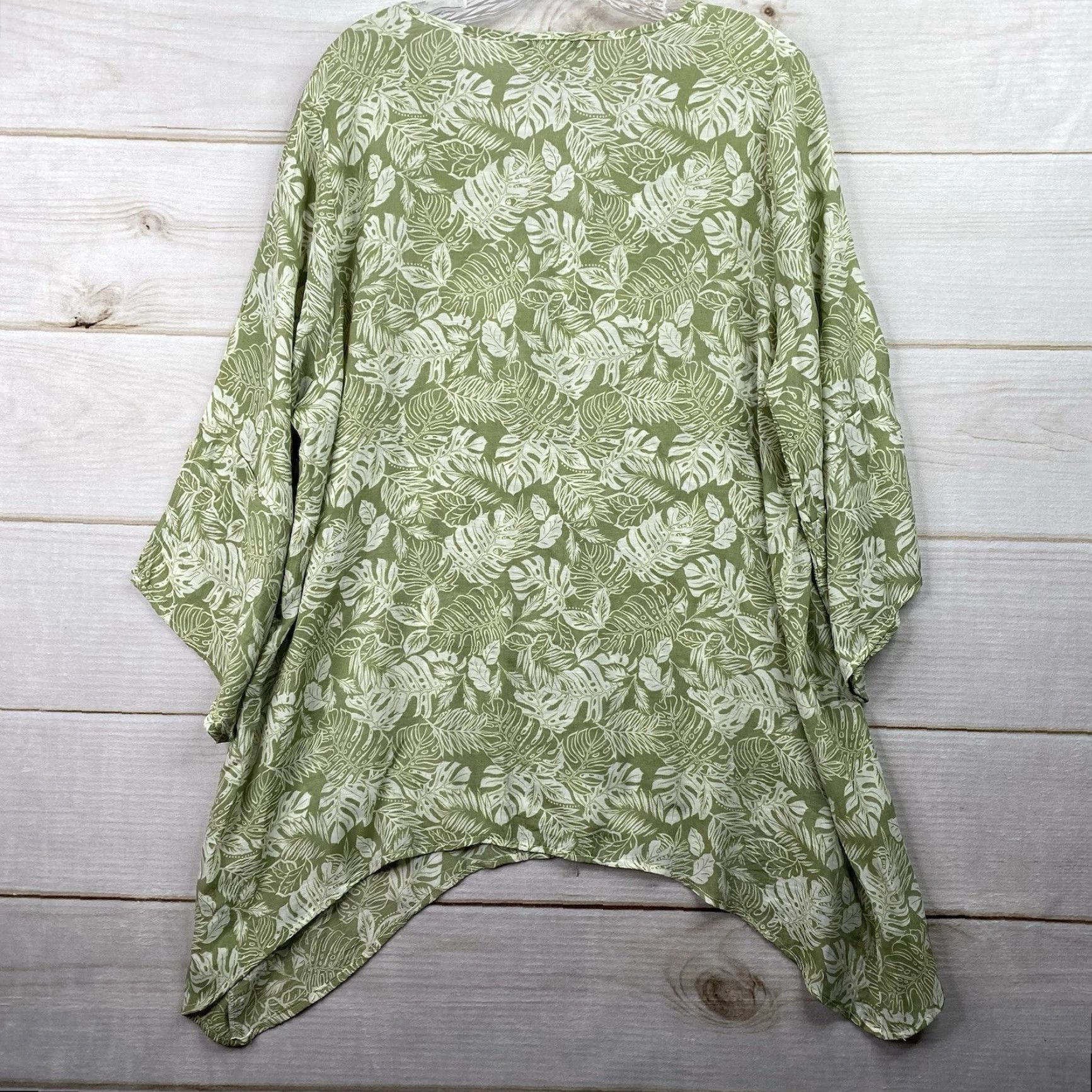 Vintage Sabrina Lauren Top Womens XL Green Floral Tropical Lightweight Crochet V Neck Size XL / US 12-14 / IT 48-50 - 5 Thumbnail