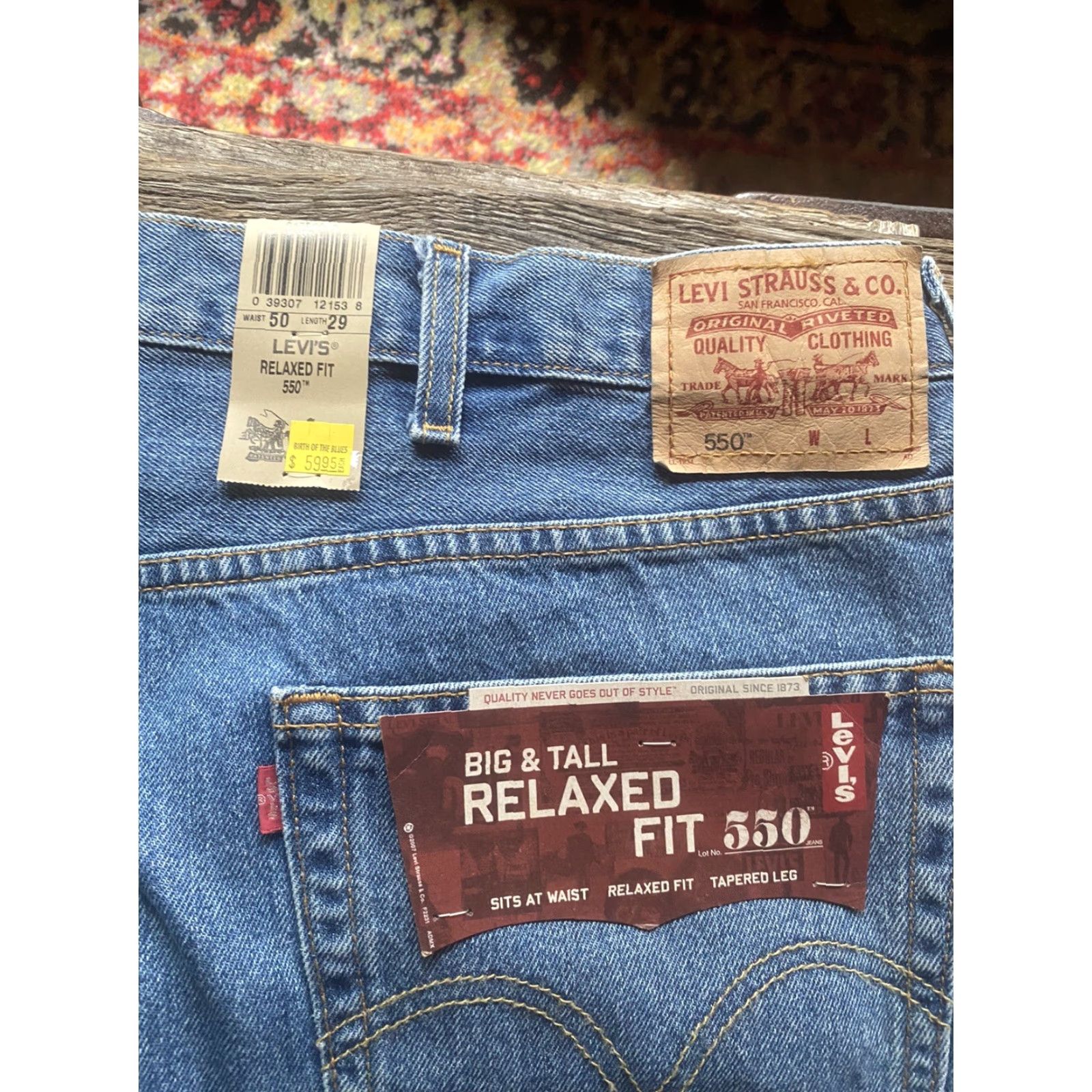 Levi's Levi's 550 Jeans Mens Relaxed 50x29 Medium Wash NWT Big Tall Size Blue 100% Cotton Stone Inseam 29 Regular Bottoms Type Jeans Mens Size US 34 / EU 50 - 7 Thumbnail
