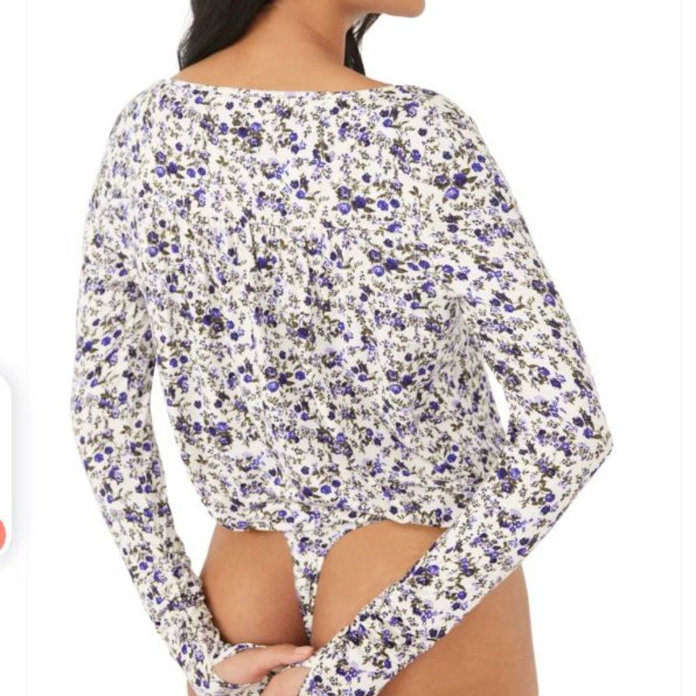 Free People NWT New $ 78 Free People Kaya Printed Floral Bodysuit Size Size L / US 10 / IT 46 - 2 Thumbnail