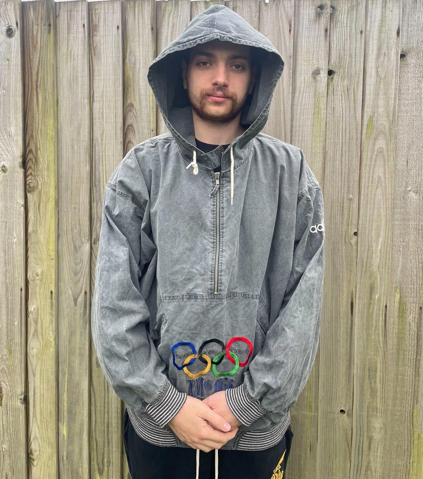 Adidas Vintage 80s Adidas Olympic Centennial 1956 Grey Jacket XL Size US XL / EU 56 / 4 - 2 Thumbnail