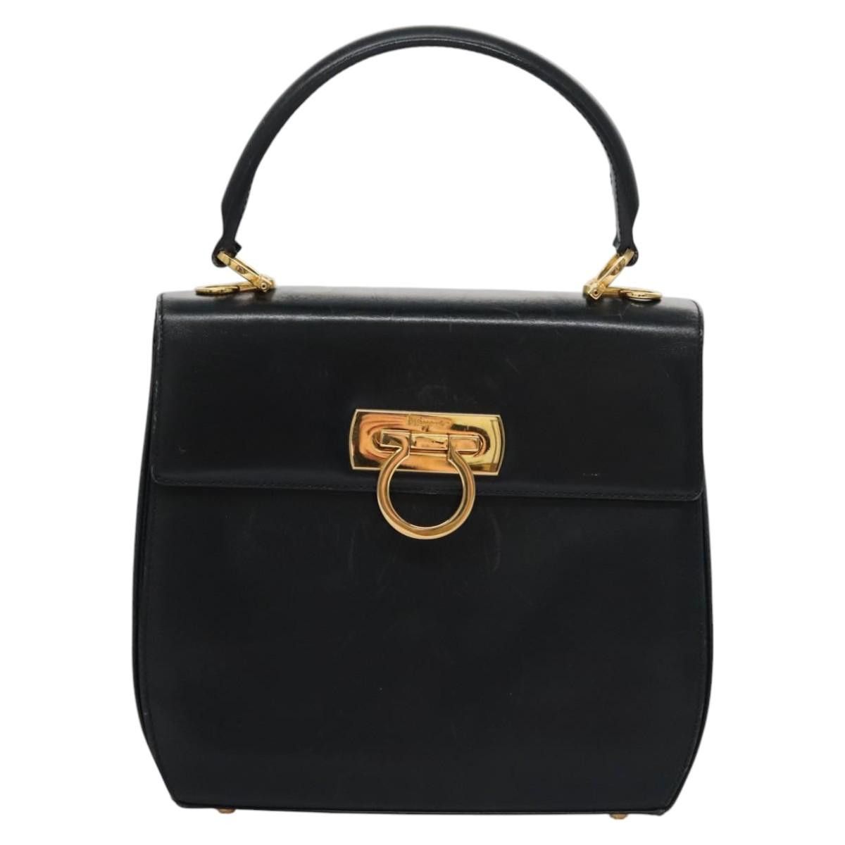 Salvatore Ferragamo Gancini Black Leather Handbag (Pre-Owned) Size ONE SIZE - 1 Thumbnail