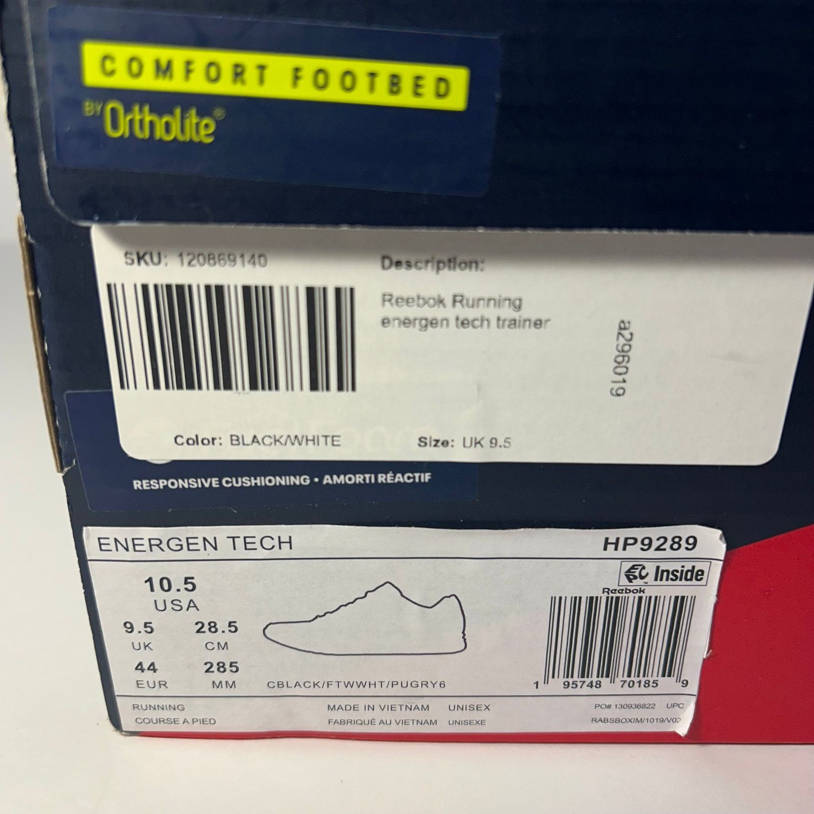 Reebok Mens Reebok Energen Tech Size 10.5 Black/White HP9289 Size US 10.5 / EU 43-44 - 12 Thumbnail