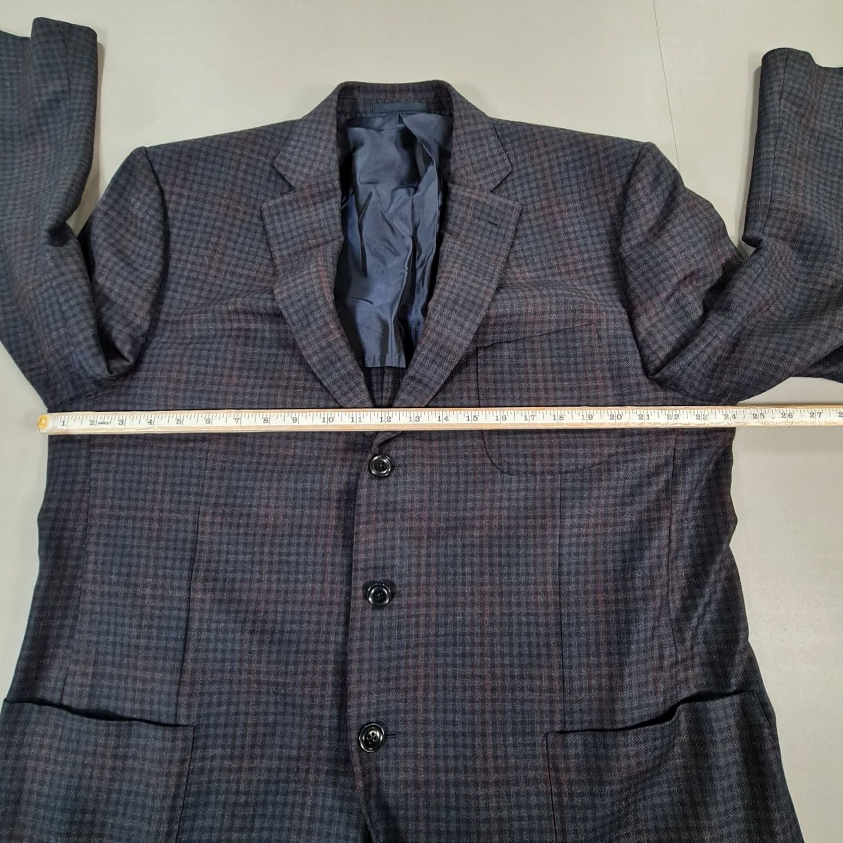 Ermenegildo Zegna VINTAGE? (No) -> Ermenegildo Zegna Blazer Blue Plaid Wool Su Misura Button Closure Regular 48 Long Mens Jacket Size 48R - 7 Thumbnail