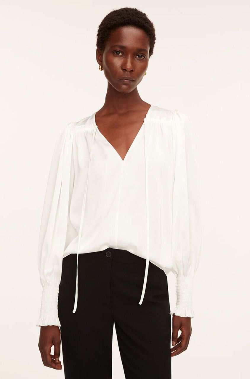 Rebecca Taylor NWT Rebecca Taylor Tie Front Blouse Top Milk White Long Size XS / US 0-2 / IT 36-38 - 3 Thumbnail