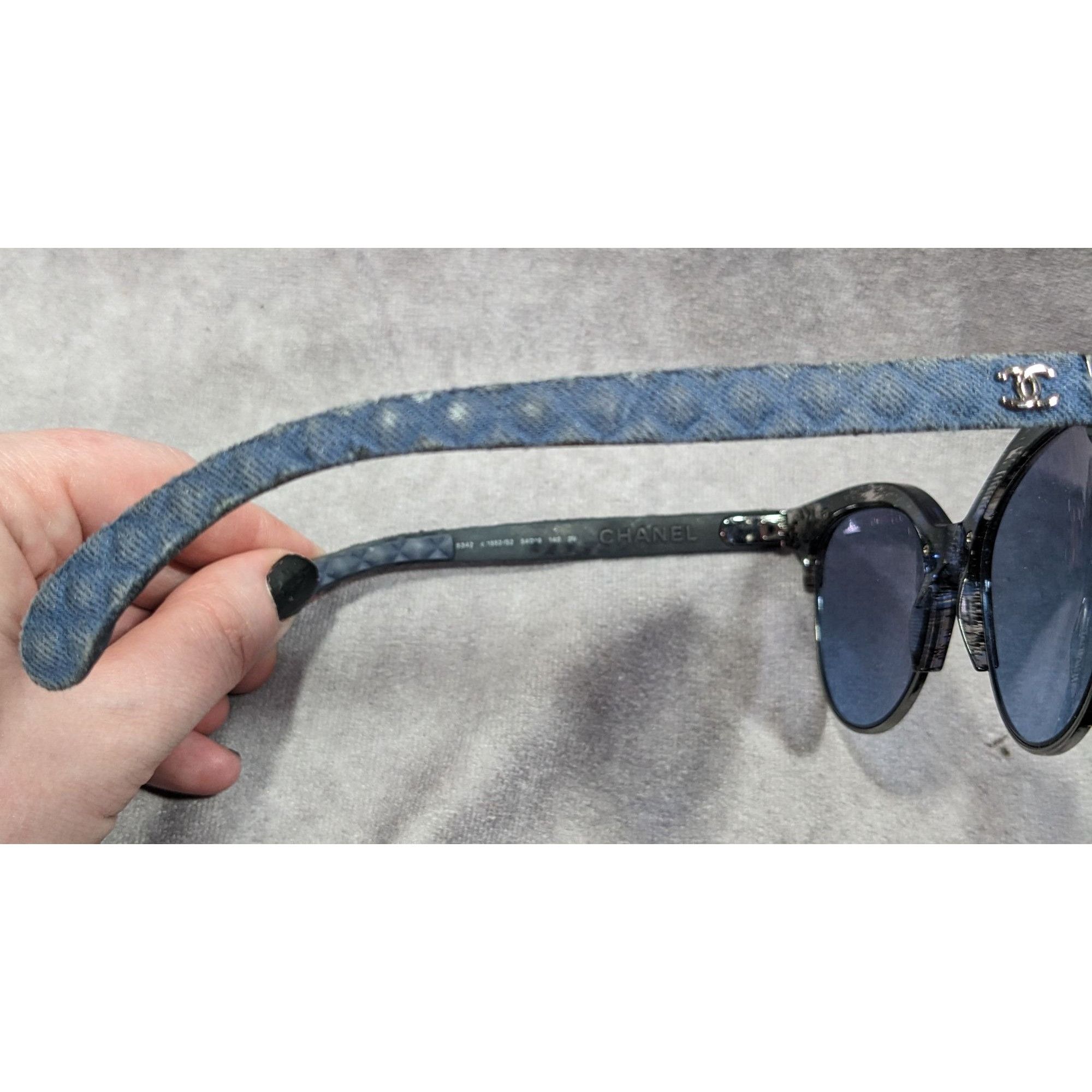 Chanel Chanel Blue Quilted Sunglasses 5342 .1552/52 Made In Italy Size ONE SIZE - 11 Thumbnail