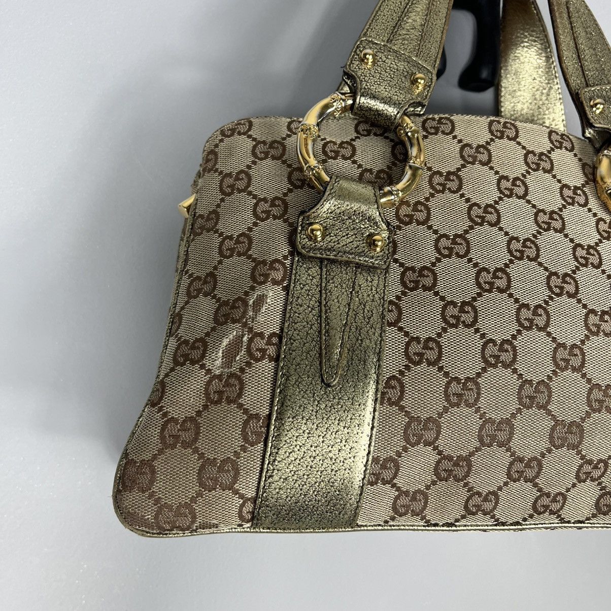 Gucci Bag Brown Gold Luxury Vintage Style Monogram