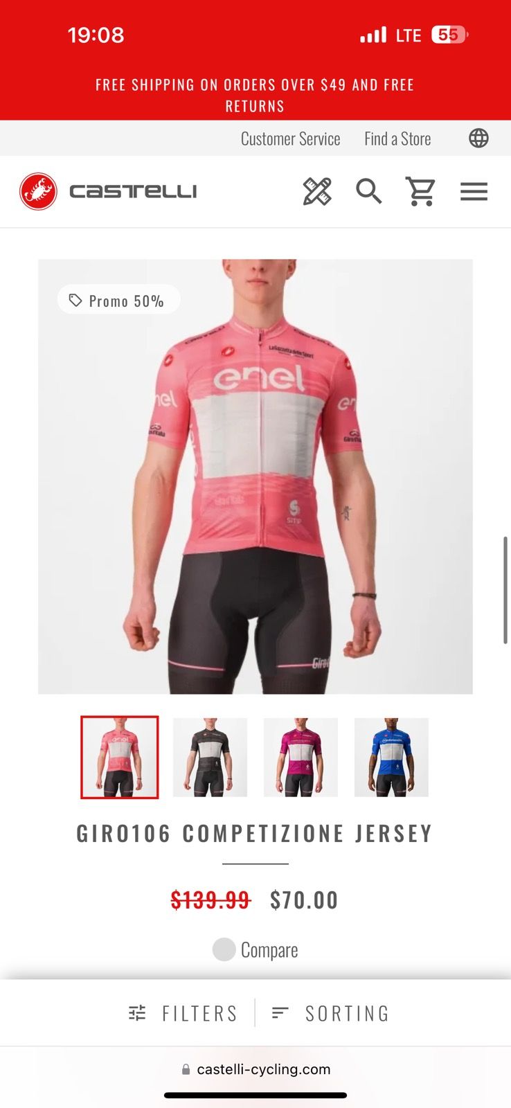 Cycle Castelli x Giro D italia Cycling Shirt Jersey Size US XL / EU 56 / 4 - 2 Preview