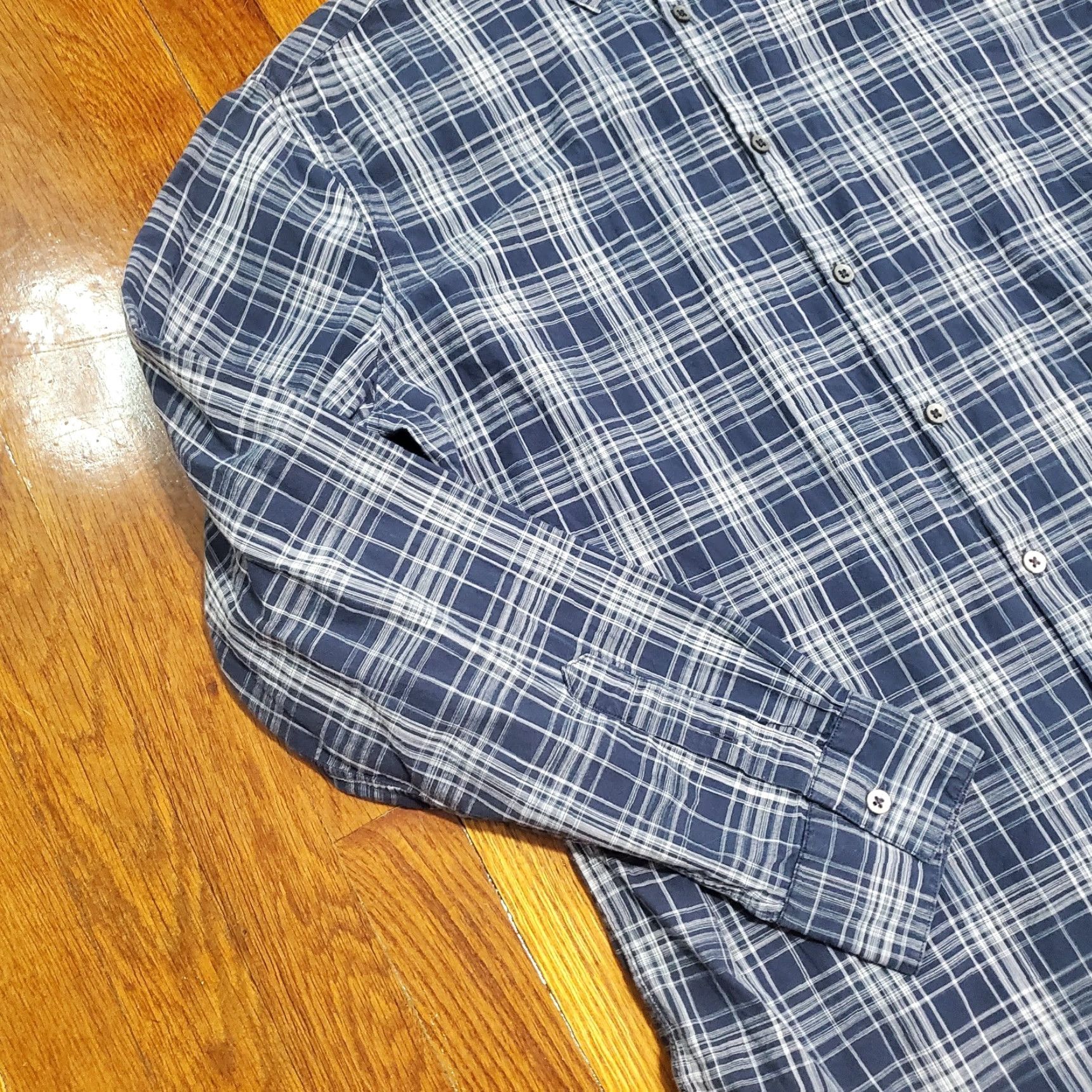John Varvatos John Varvatos Shirt Mens XL Blue Plaid Luxe Button Up Preppy Casual Size US XL / EU 56 / 4 - 2 Thumbnail