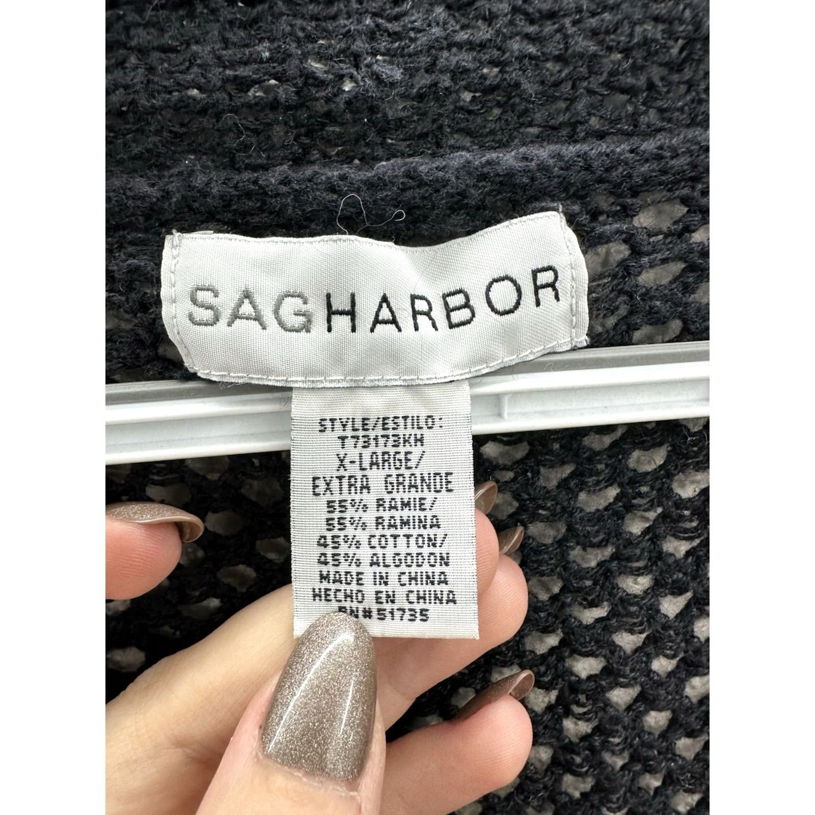 Vintage Sag Harbor Cardigan Sweater Open Front Black Womens XL Knit Open-Knit Pullover Cardigan Casual Business Size L / US 10 / IT 46 - 4 Thumbnail
