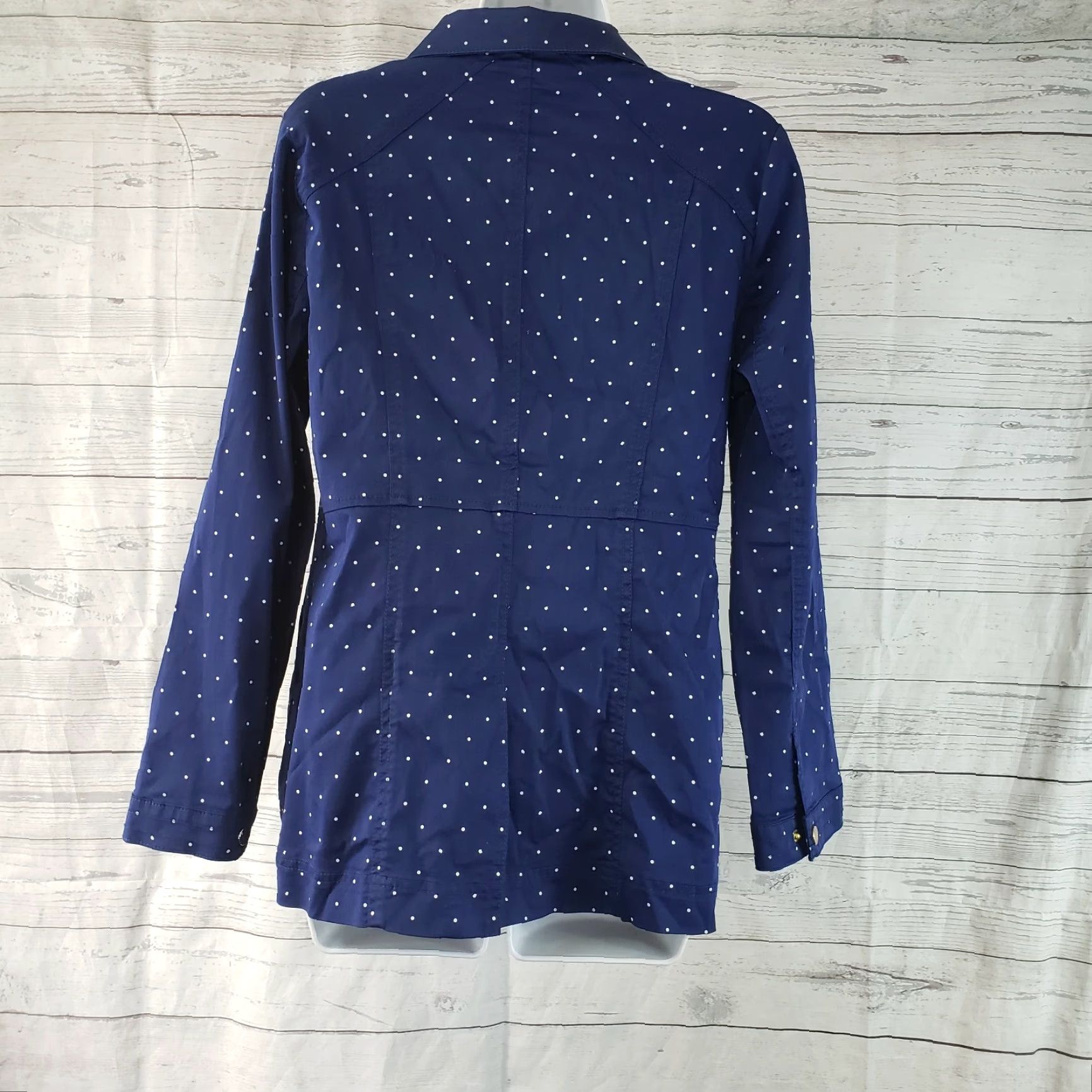Vintage Chicos Womens Top Small Blue White Polka Dot Long Sleeve Cotton Blend Shirt Button-Up Adult Women Size S / US 4 / IT 40 - 4 Thumbnail