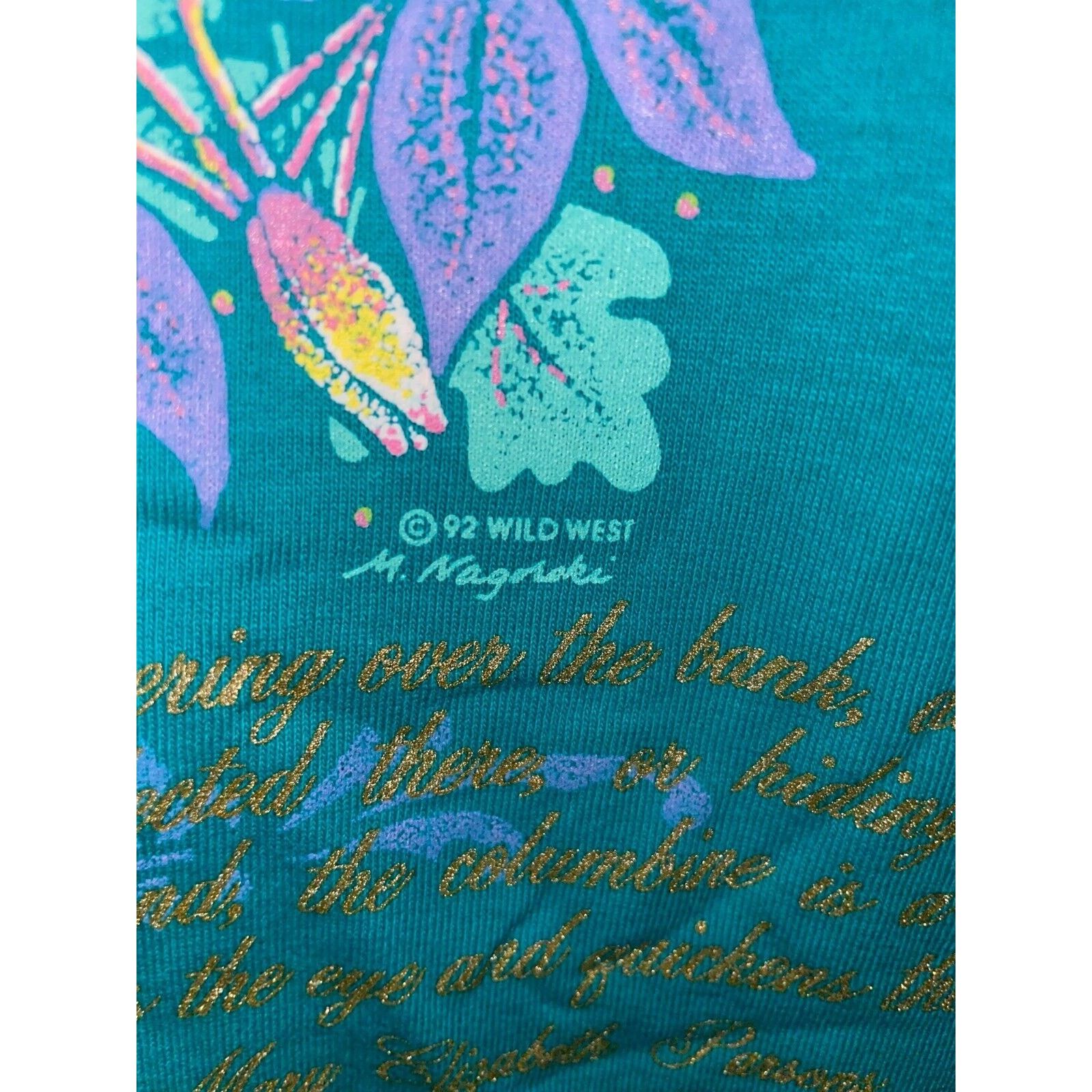 Jerzees Vintage Mountain Columbine Shirt Montana Teal Tee VTG 90s L Size US L / EU 52-54 / 3 - 7 Thumbnail