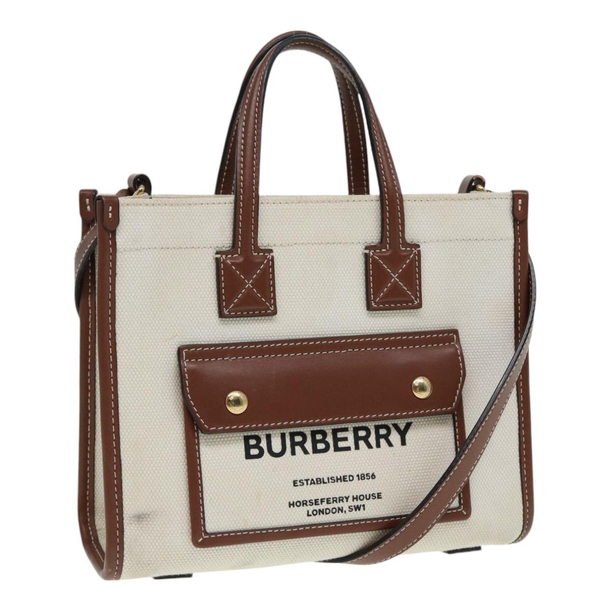 Burberry Horseferry Beige Canvas Handbag (Pre-Owned) Size ONE SIZE - 1 Thumbnail