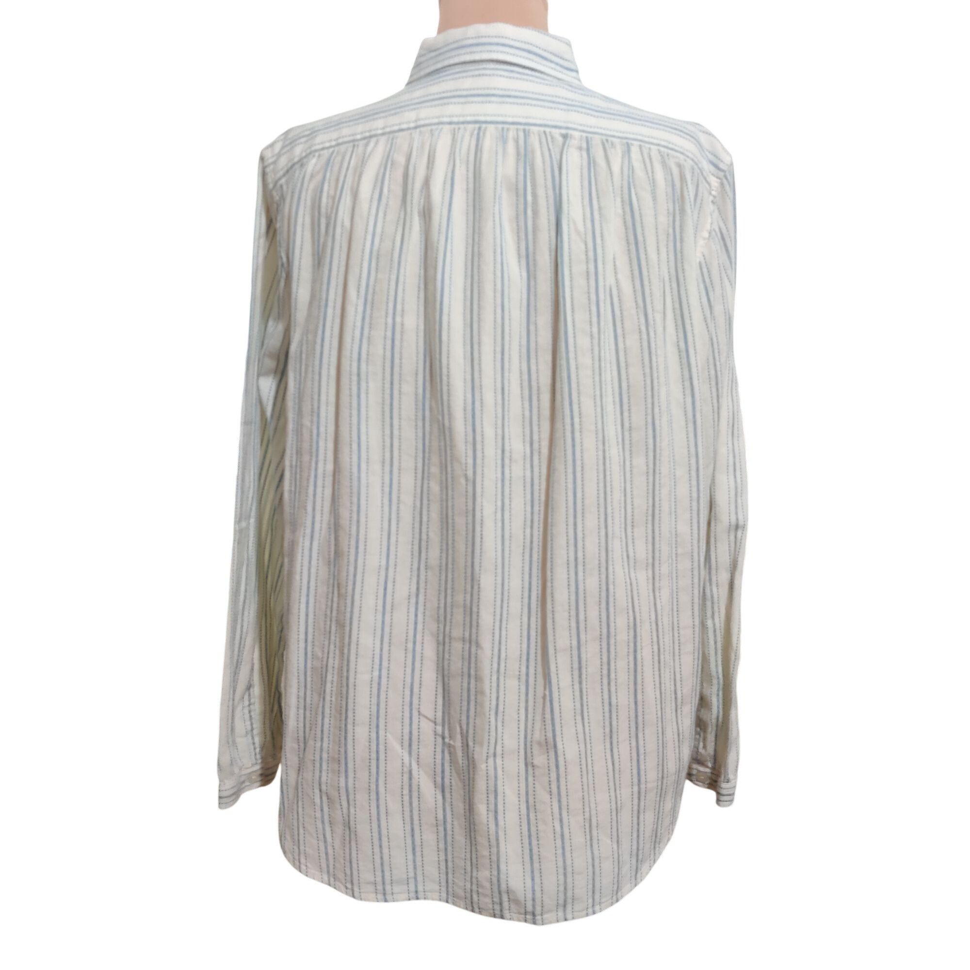 Chaps Chaps L Striped Cotton Shirt Blue White Button Front Long Sl Size L / US 10 / IT 46 - 3 Thumbnail
