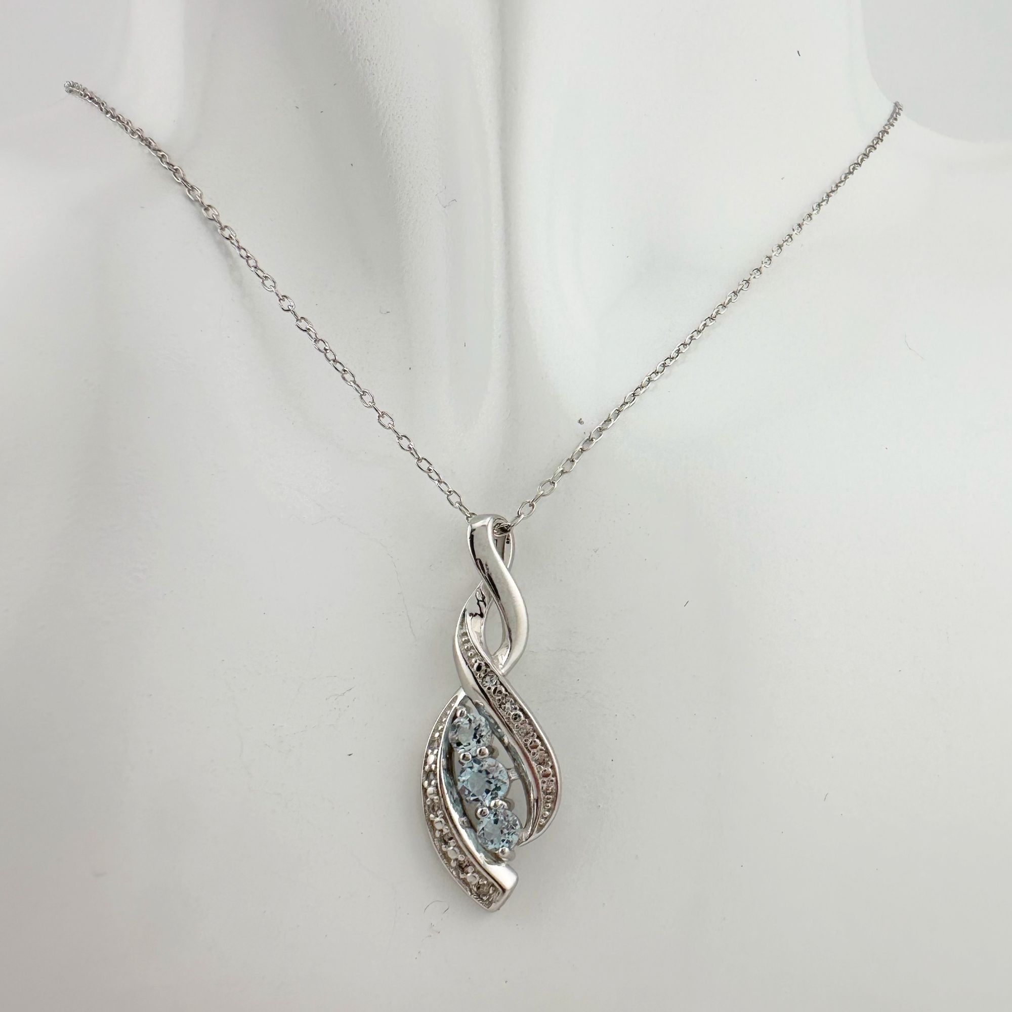 Other Blue Topaz Swirling Ribbon Necklace with Diamond Accent Size ONE SIZE - 3 Thumbnail