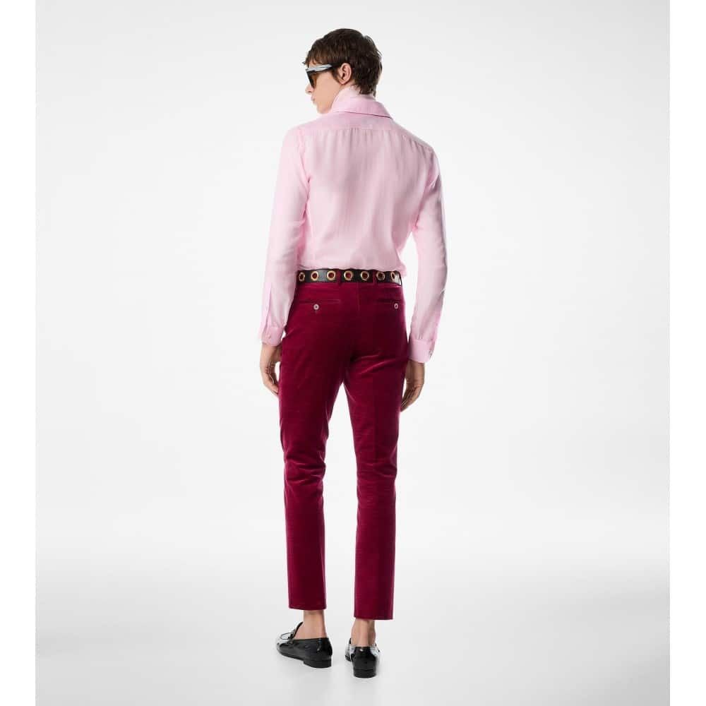 Tom Ford o1loc1c1125 PLPW01 Dyllan Ridged Velvet Pant in Dark Red Size US 34 / EU 50 - 2 Thumbnail