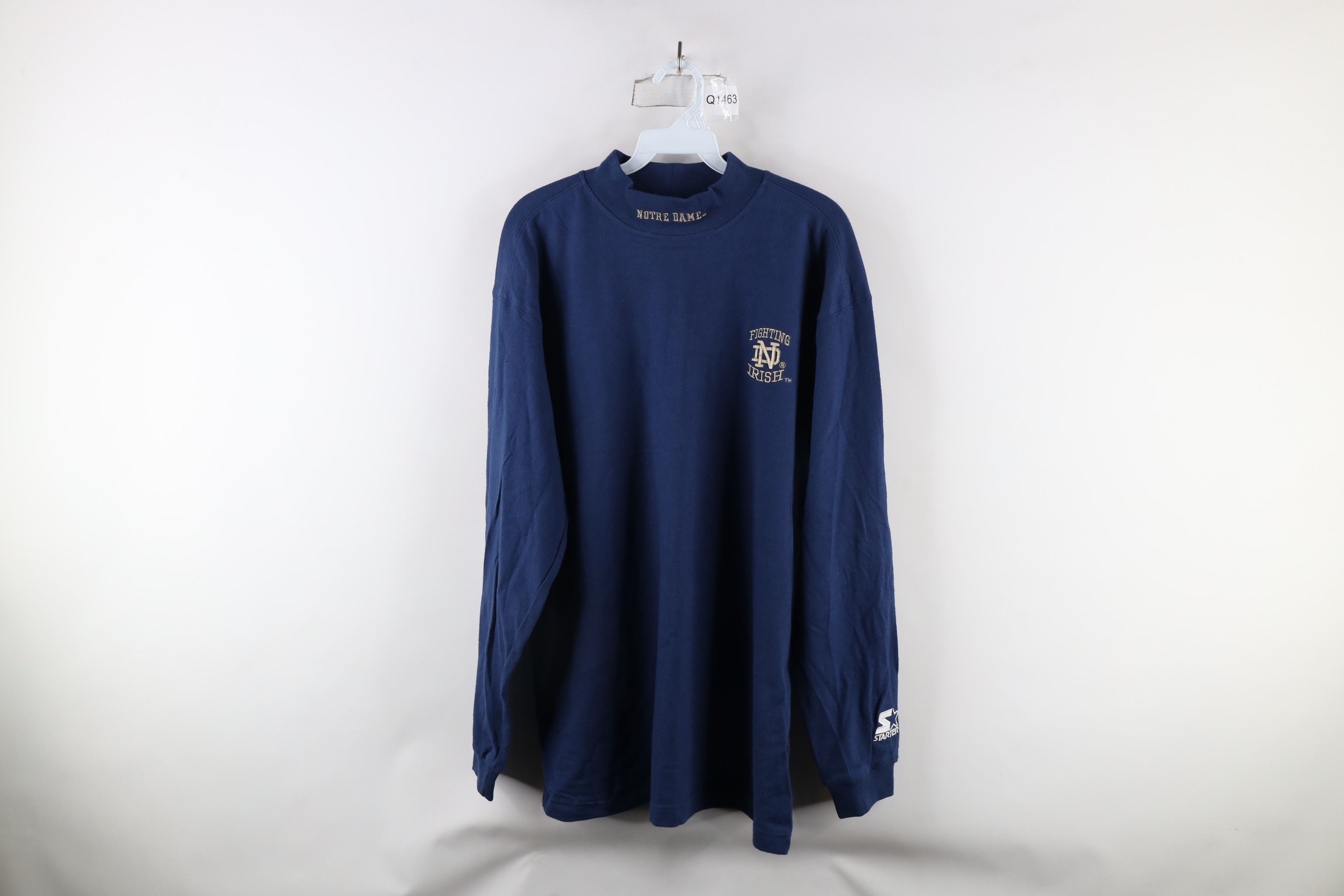 Starter × Vintage Vintage 90s Starter Notre Dame University Mock Neck T-Shirt Size US M / EU 48-50 / 2 - 1 Thumbnail