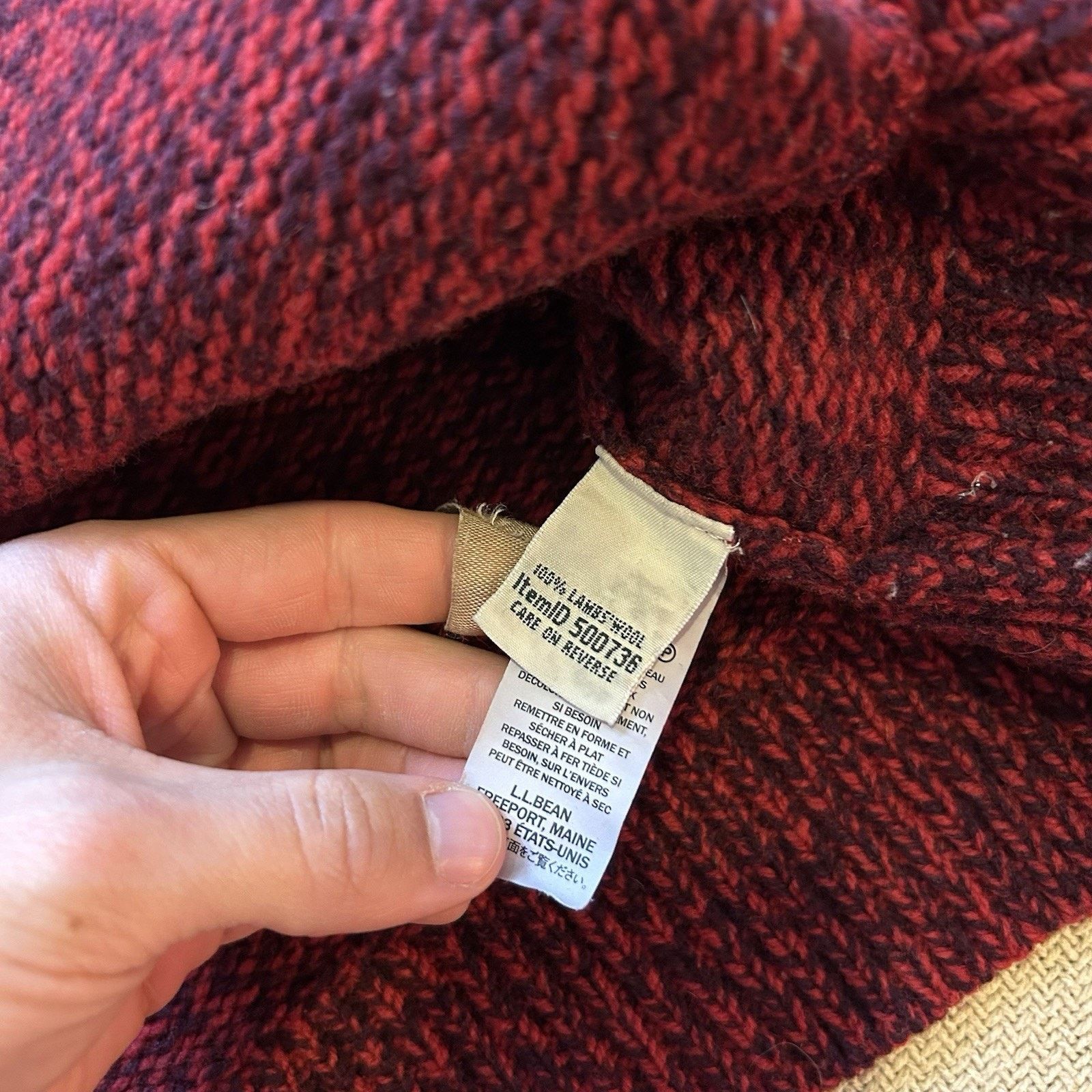 L.L. Bean Lambs Wool Knit Full Zip Kangaroo Pocket Speckled Sweater Size M / US 6-8 / IT 42-44 - 6 Thumbnail