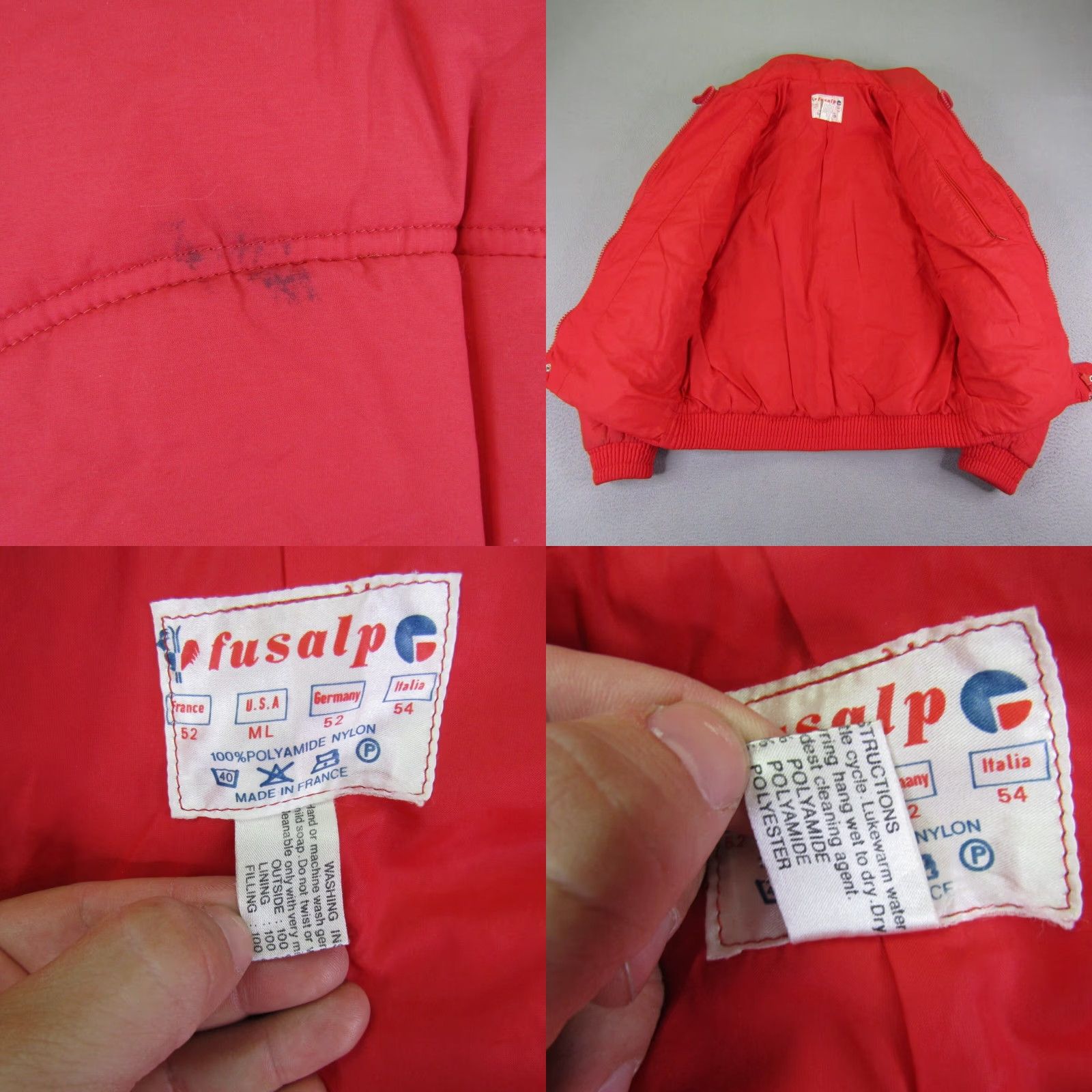 Burton VINTAGE Fusalp Jacket Womens XL Red Puffer Quilted Ski Coat BurtoN Made In France Size XL / US 12-14 / IT 48-50 - 8 Thumbnail