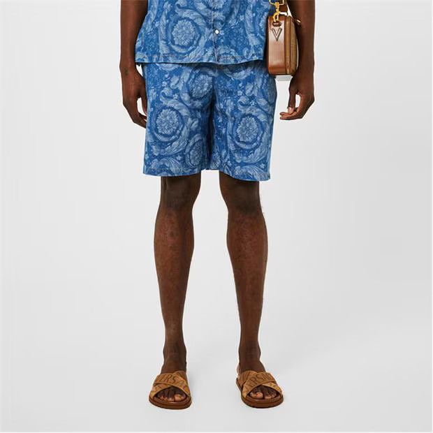 Versace o1g2r1mq0824 Drawstring Baroque Short in Blue Size US 34 / EU 50 - 3 Thumbnail