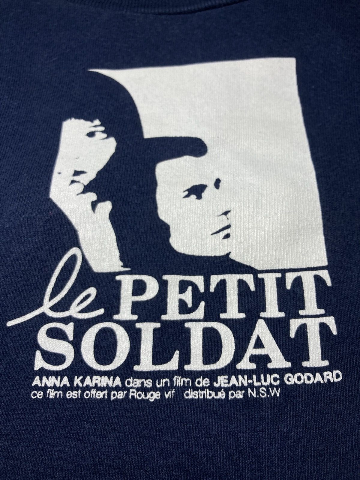 Japanese Brand 90s Jean Luc Godard Le Petit Soldad Film Tee Navy Small Size US M / EU 48-50 / 2 - 2 Thumbnail