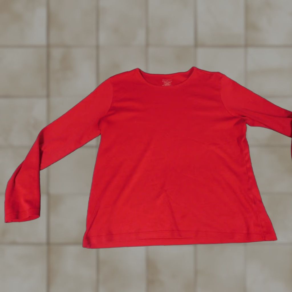 Vintage L.L. Bean Womens Shirt M Red Crew Neck Pullover Casual Blouse Cotton Rayon Button Classic Breathable Womens Regular Size M / US 6-8 / IT 42-44 - 1 Thumbnail