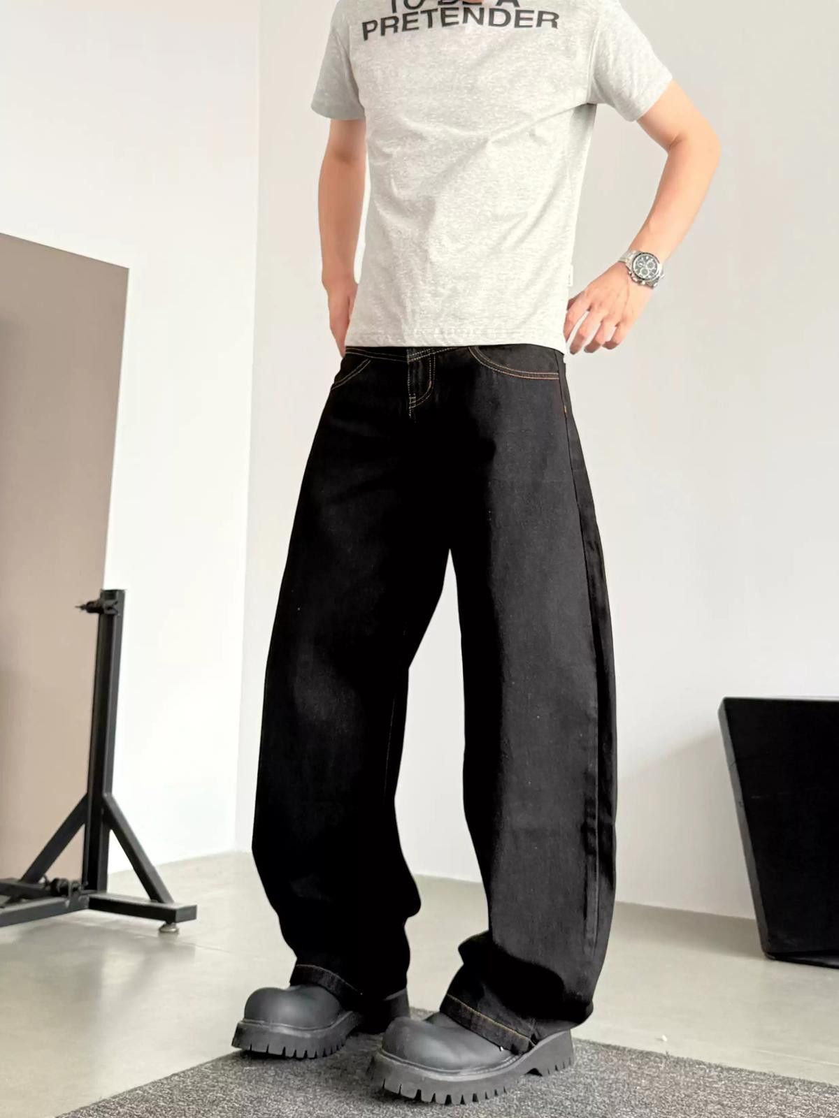 Other Black Wide-Leg Denim Jeans Size US 32 / EU 48 - 3 Thumbnail