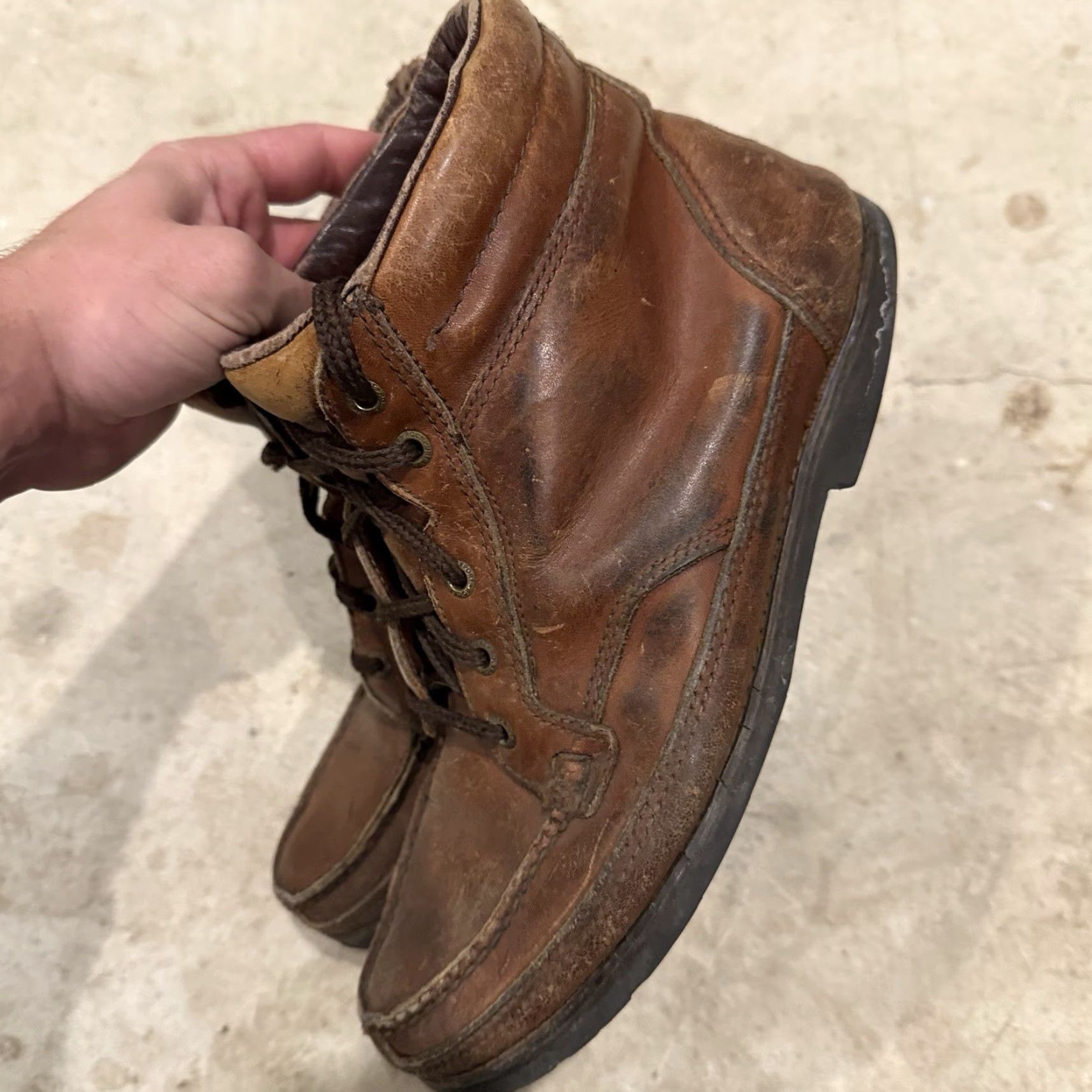Vibram Rockport GoreTex Safari Boots Mens 10 M Brown Leather Hiking Chukka Vibram Boots Size US 10 / EU 43 - 7 Thumbnail