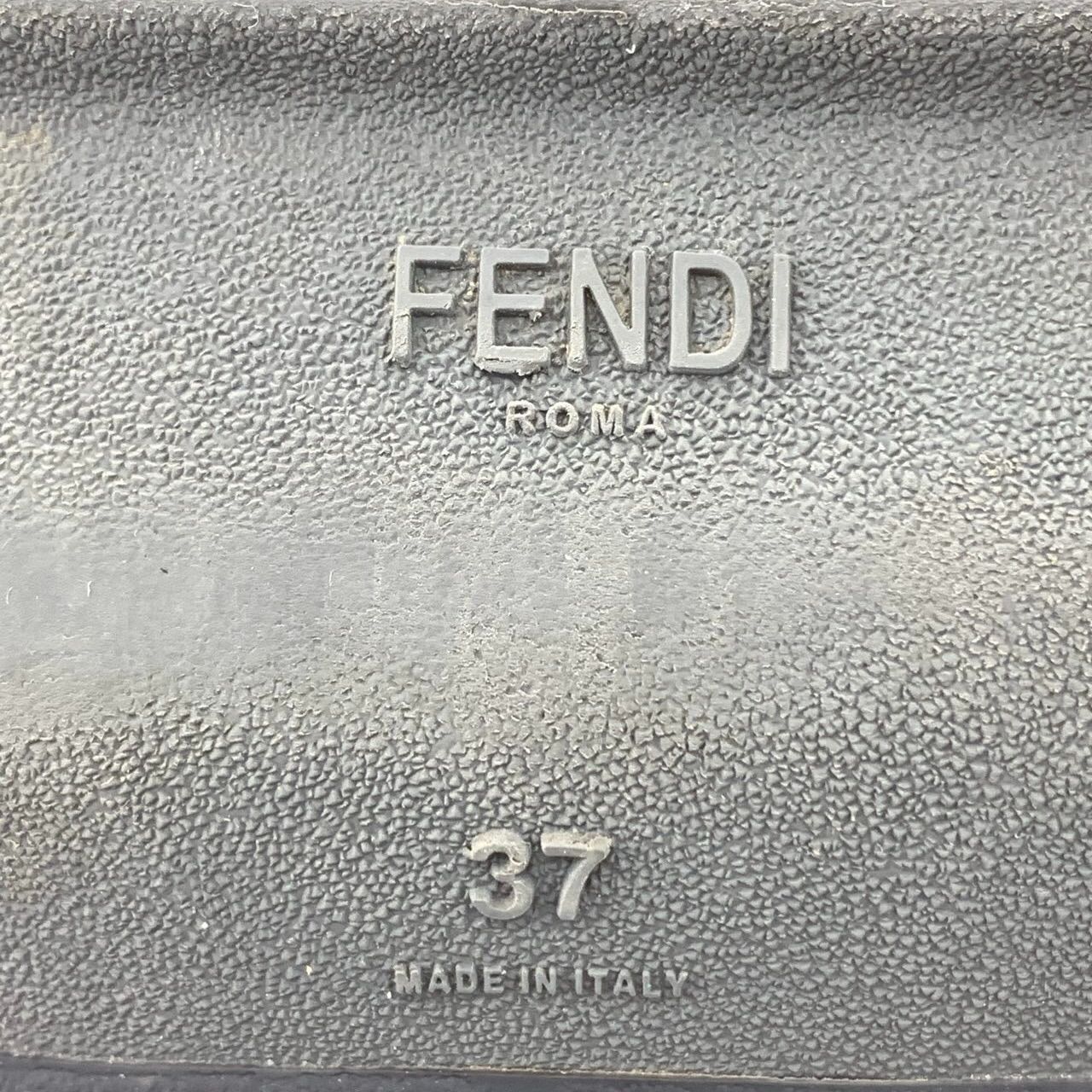 Fendi Fendi Canvas and Leather Contrast Rivet Black Sneakers, Size Size US 5 / EU 37 - 2 Thumbnail