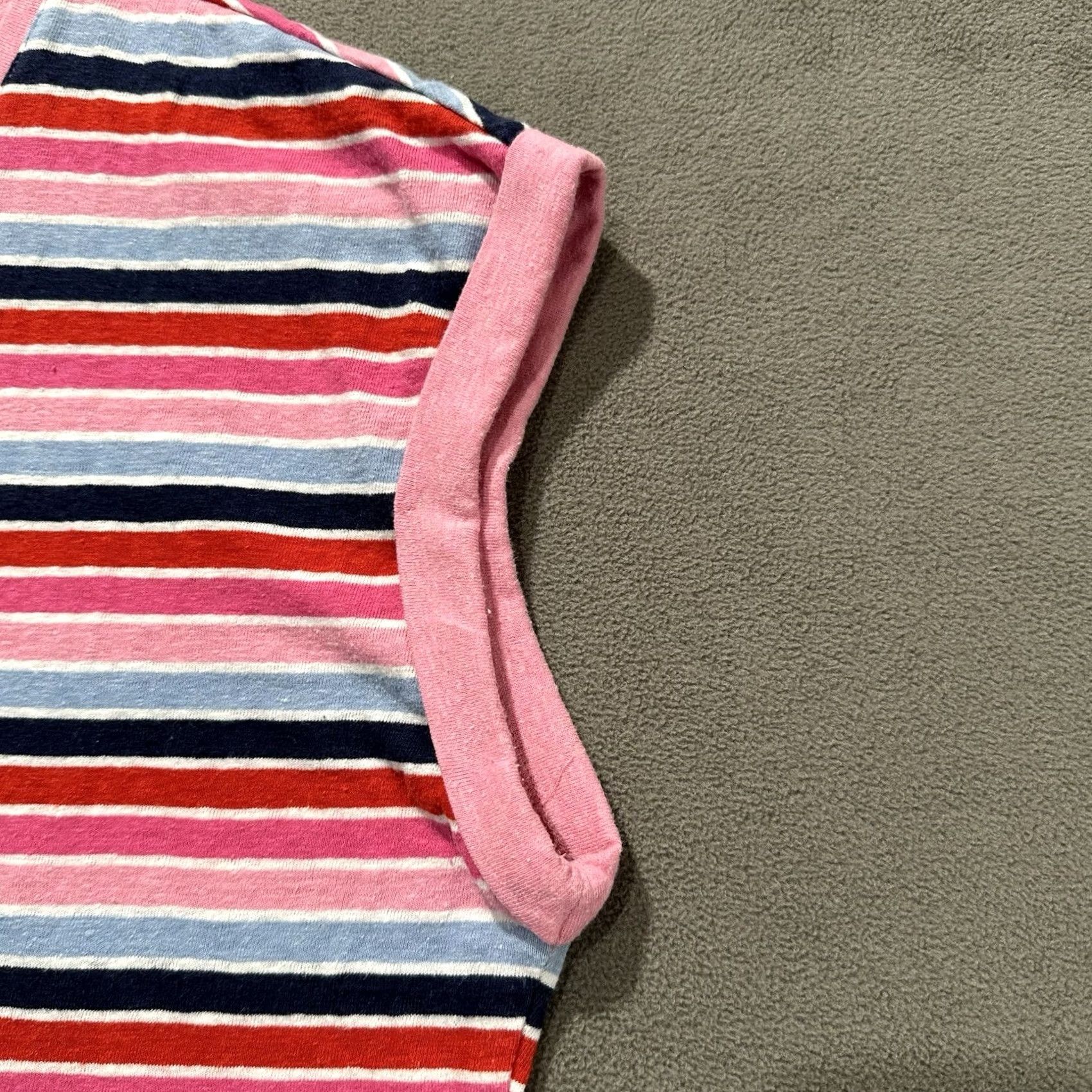 Talbots Talbots Tee Womens 2X Pink Top Plus Drop Shoulder Neck Isla Stripe Linen Blend EUC Size XXL / US 16-18 / IT 52-54 - 4 Thumbnail