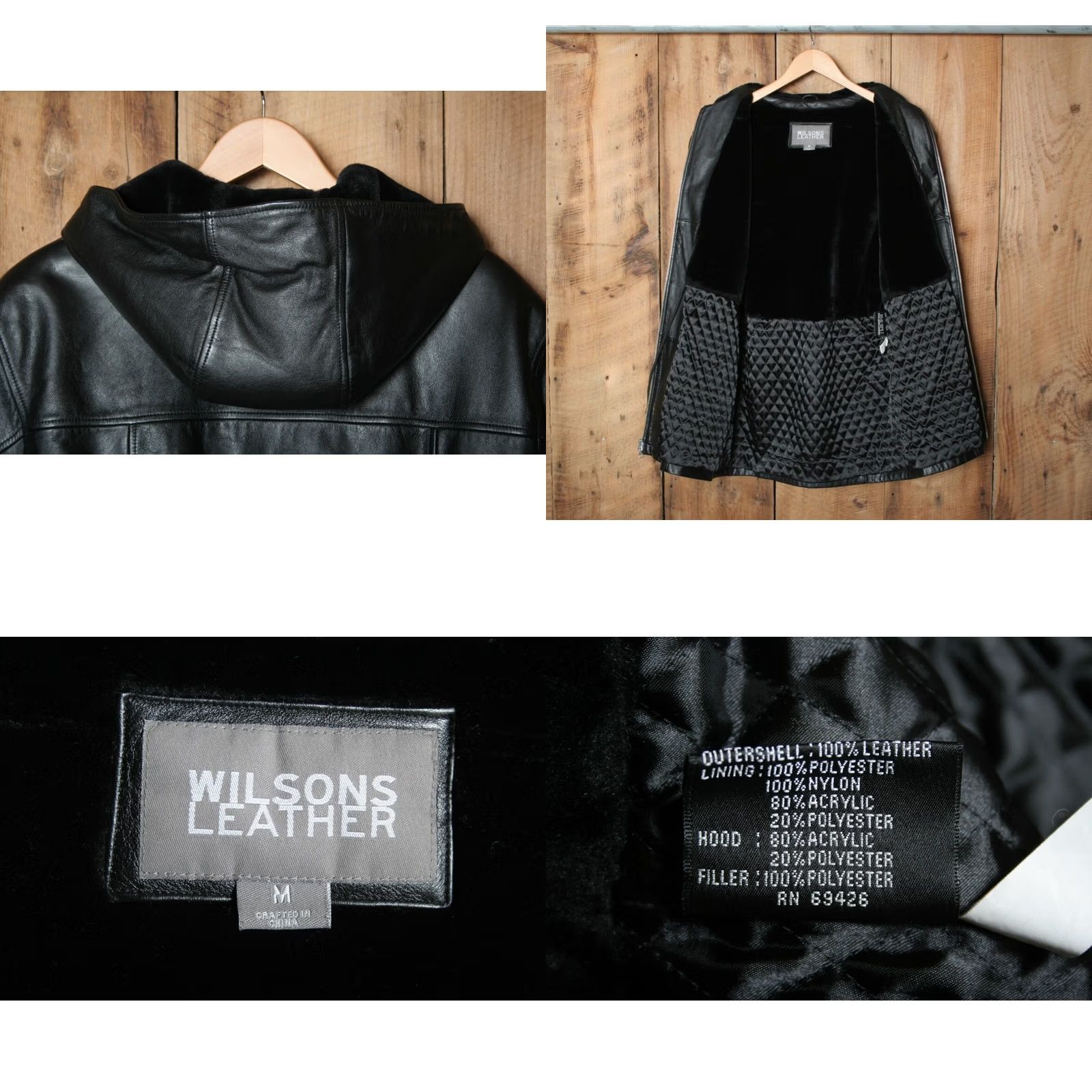 Vintage VINTAGE Wilsons Leather Black Parka Hooded Quilt Lined Faux Fur Leather Jacket Womens M Size Size M / US 6-8 / IT 42-44 - 8 Thumbnail