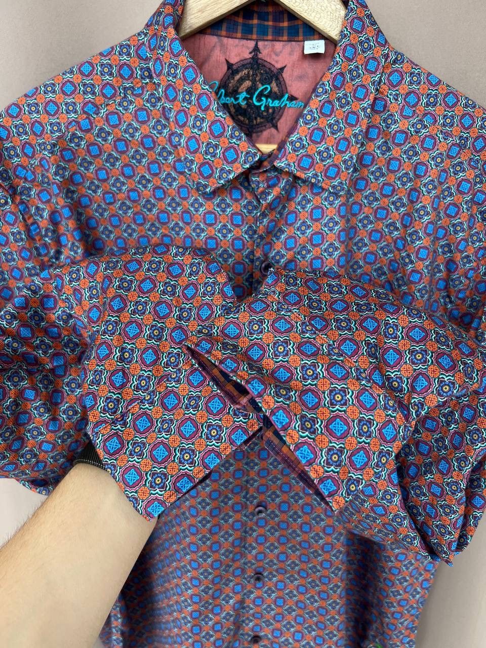 Robert Graham Robert Graham Button Up Shirt Mens Size XXL Brown Geometric Size US XXL / EU 58 / 5 - 9 Thumbnail