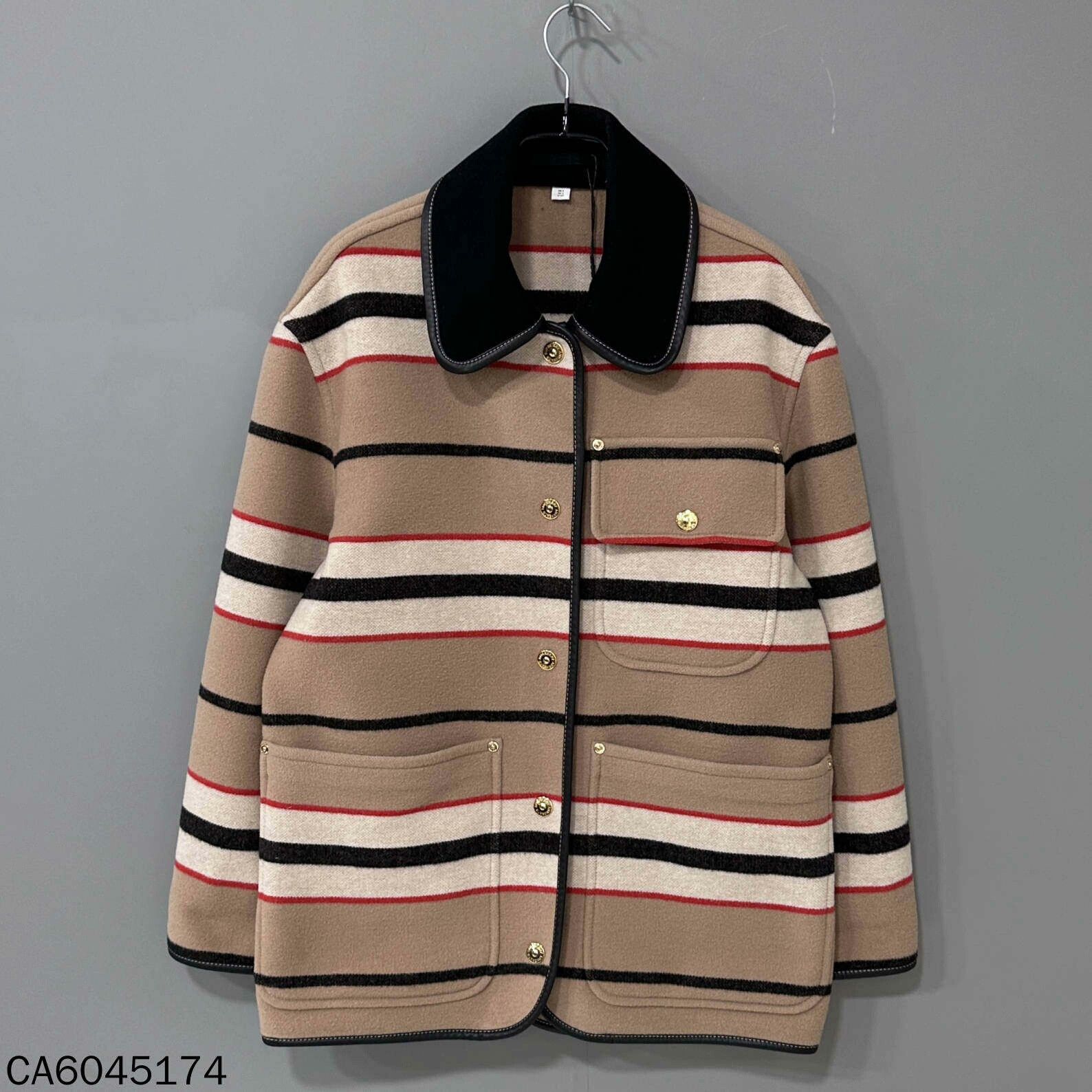 Burberry Striped Contrast Wool Coat Burberry Size M / US 6-8 / IT 42-44 - 1 Thumbnail