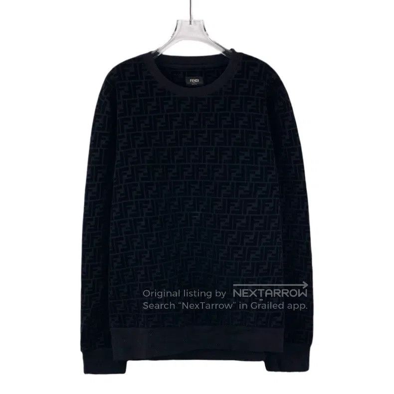 Fendi Fendi Black logo full print cotton round neck long sleeve Size US XL / EU 56 / 4 - 1 Thumbnail