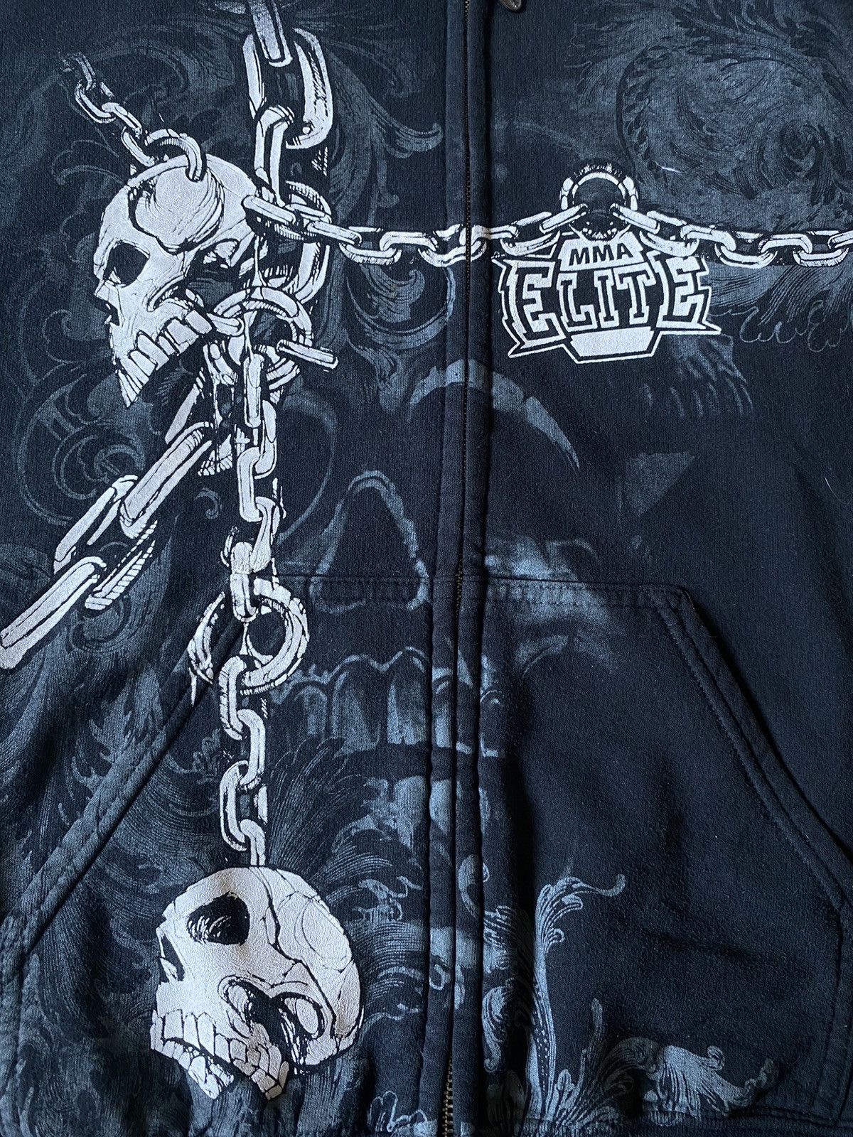 Affliction × Ecko Unltd. × Ed Hardy Mad ! Vintage Ecko M.M.A Elite Affliction Skull Hoodie Y2K