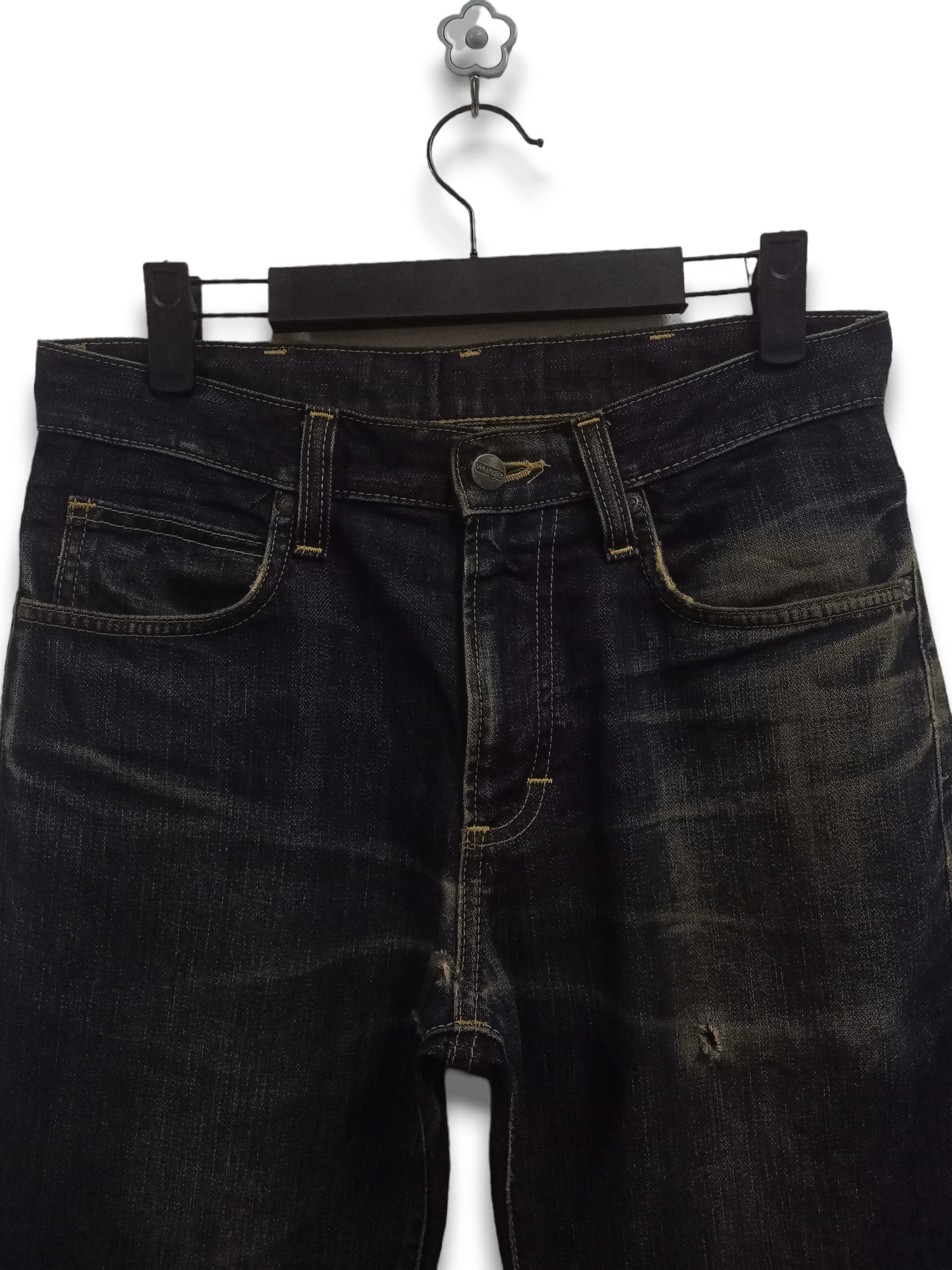 Wrangler Vintage Wrangler Mud Wash Indigo Ripped Style Jeans 29x33 Size US 29 - 4 Thumbnail