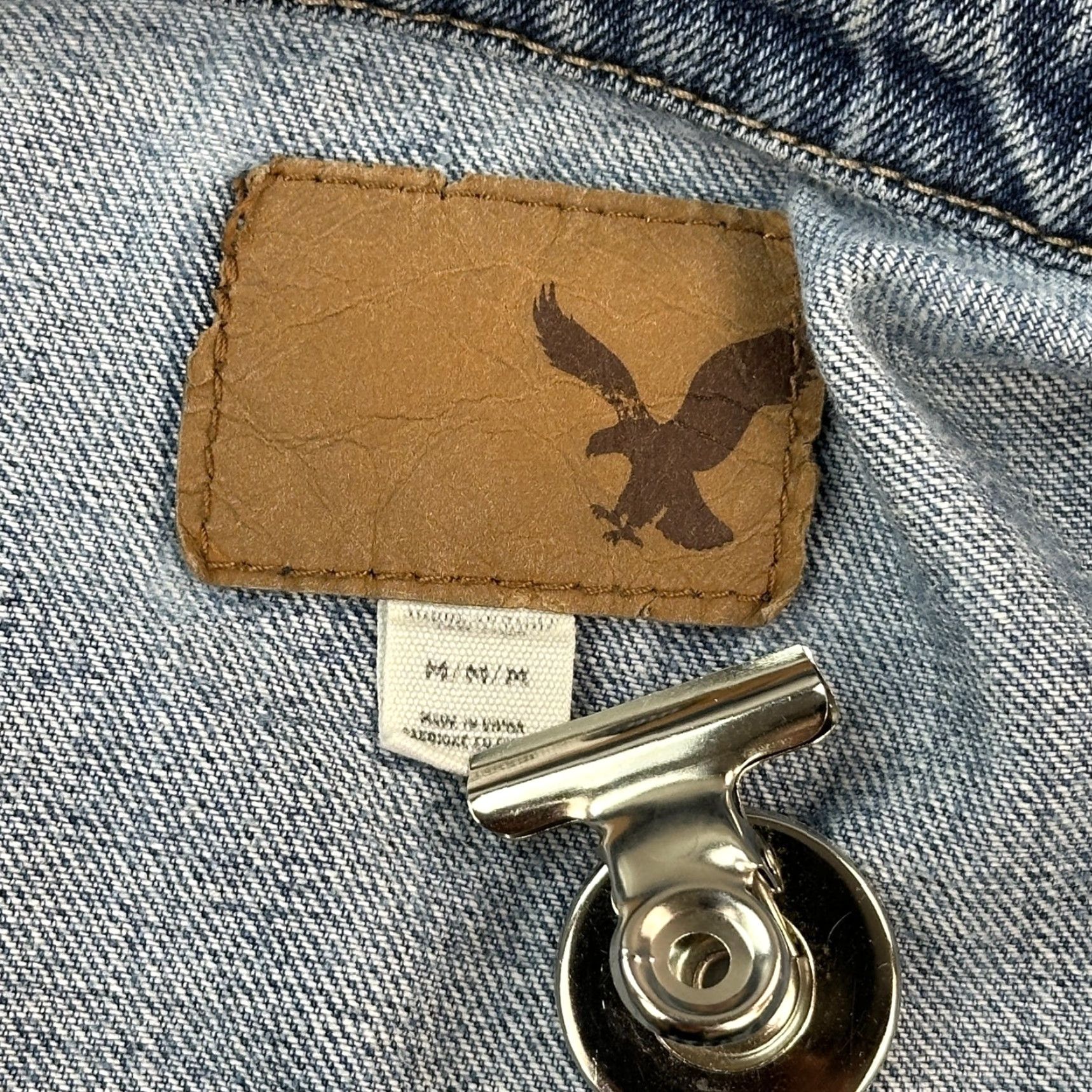 American Eagle Outfitters VINTAGE American Eagle Jacket Mens Medium Blue Denim Classic Trucker Rockabilly 90s USA Western Logo Pockets Collared Button Closure Size US M / EU 48-50 / 2 - 7 Thumbnail