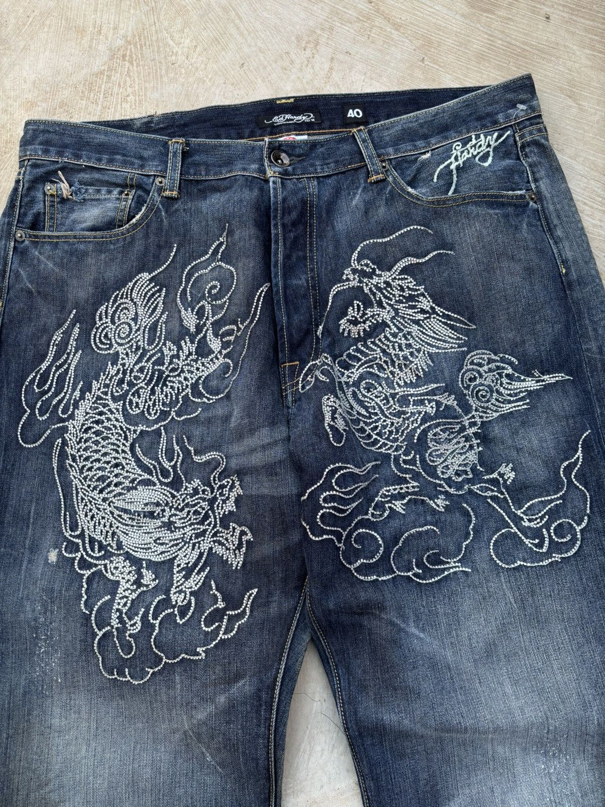 Ed Hardy Vintage 00s Edhardy Studded spellout Jeans Size US 40 / EU 56 - 5 Thumbnail