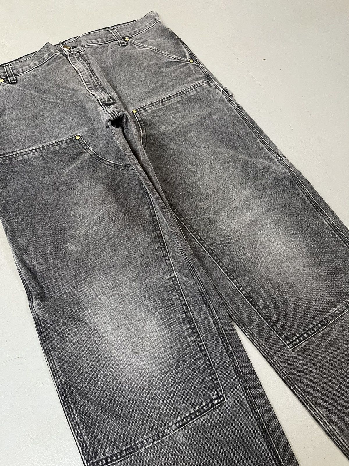 Carhartt × Vintage Sun faded Carhartt B01 BLK double knee denim Size US 37 - 4 Thumbnail