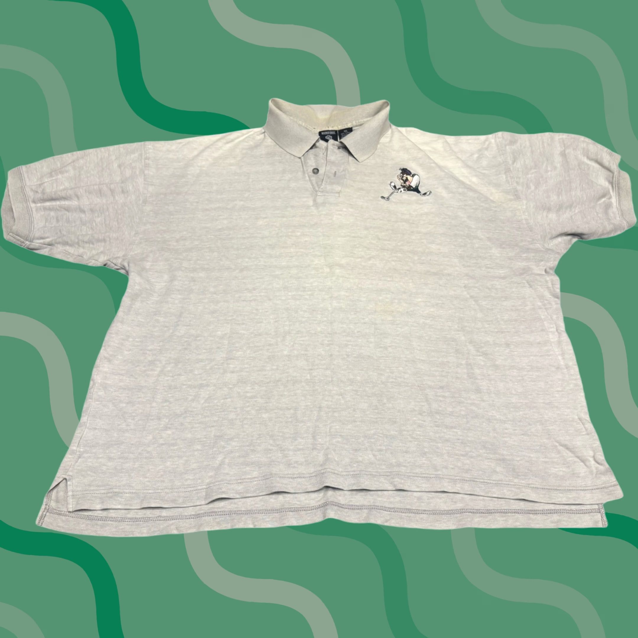 Vintage VINTAGE Warner Bros. Men’s Polo Shirt 2XL Golf Tasmanian Devil Taz 90s Beige Cotton Short Sleeve Shirt Mens Size US XXL / EU 58 / 5 - 1 Thumbnail