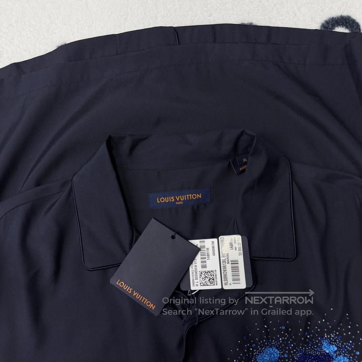 Louis Vuitton LV Blue Embroidered Silk Coat. Size US XL / EU 56 / 4 - 5 Thumbnail