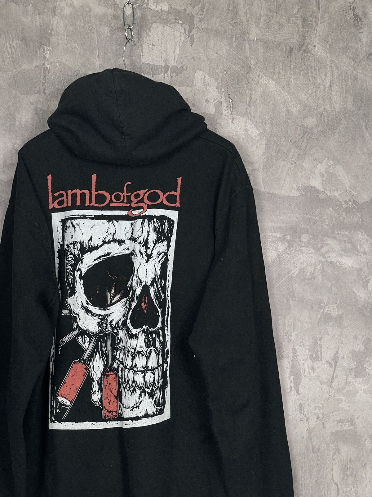 Band Tees × Vintage Vintage Lamb of God Skull Big Logo Grunge Y2K Hoodie Size US L / EU 52-54 / 3 - 4 Thumbnail