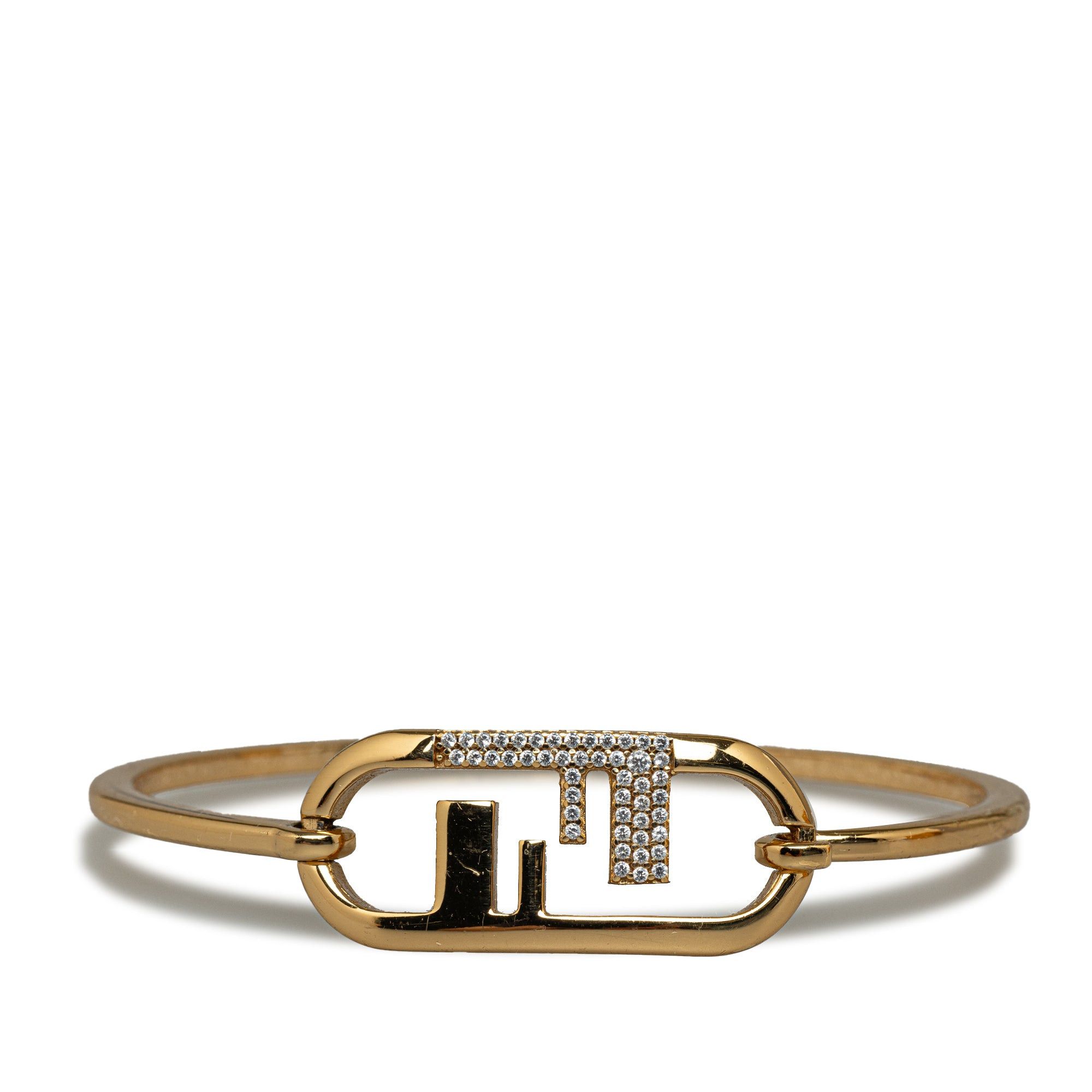 image of Fendi Crystal O'lock Bracelet Costume Bracelet in Gold, Women's
