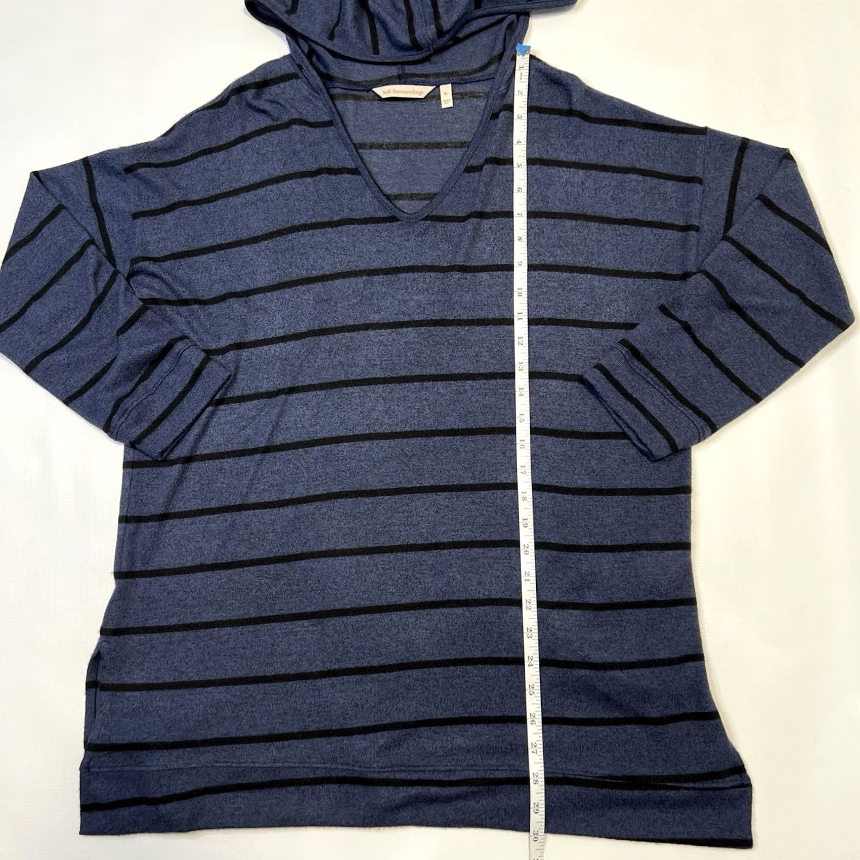 Soft Surroundings Soft Surroundings Downtown Hoodie Sweater Tunic Womens XL Blue Striped Pullover Size XL / US 12-14 / IT 48-50 - 7 Thumbnail