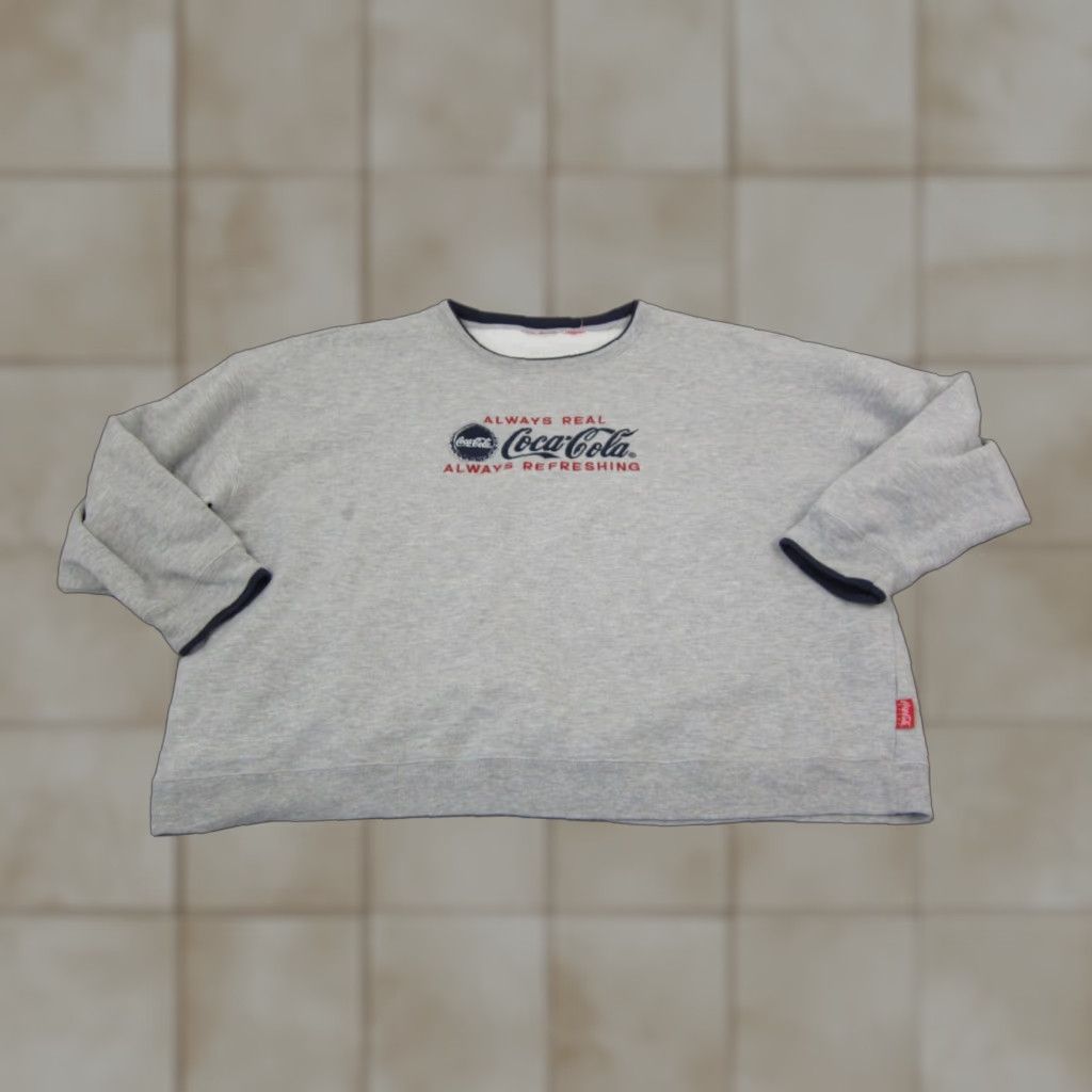 Vintage VINTAGE Coca-Cola Sweatshirt Womens L Gray Crew Neck Pullover 90s Boxy Raglan Long Sleeve Knit Fleece Slim Fit Thrifts Size L / US 10 / IT 46 - 1 Thumbnail