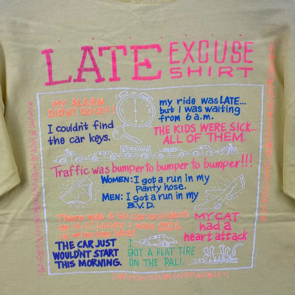 Other Vintage 90's LATE EXCUSE SHIRT Humor Funny Tee Shirt Size US M / EU 48-50 / 2 - 2 Thumbnail