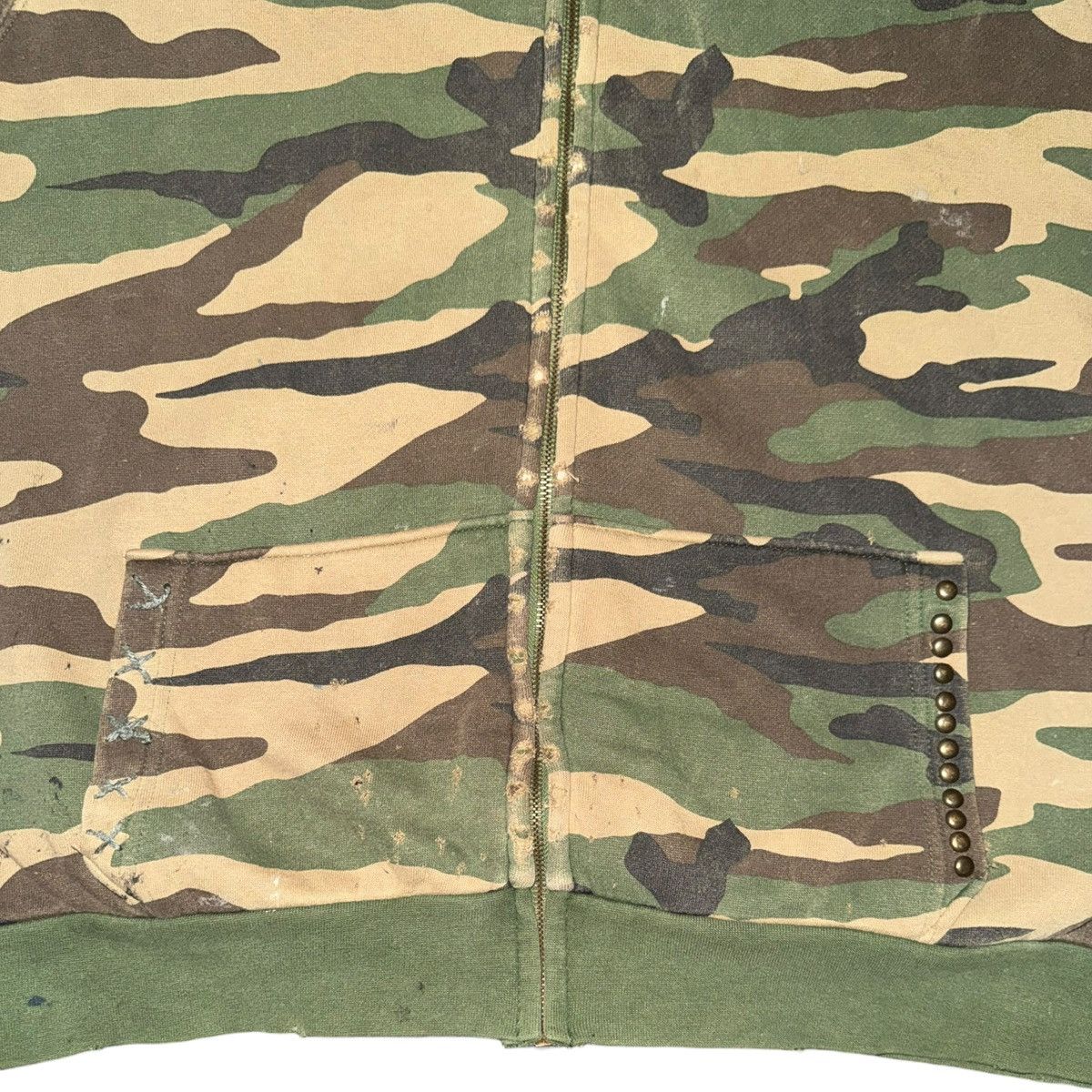 Dragonfly 1990s Archive Gothic/Emo Waffle Lined Camo Zip Up Hoodie Size US XL / EU 56 / 4 - 8 Thumbnail