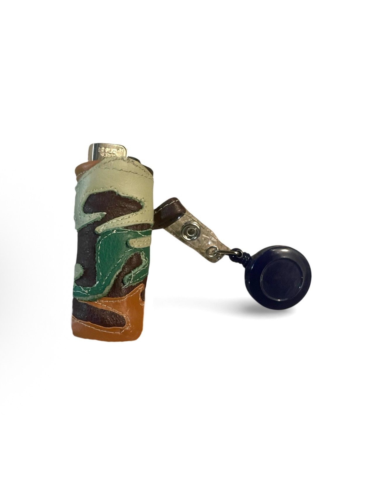 Vintage Patchwork, camo, leather lighter holder Size ONE SIZE - 2 Thumbnail