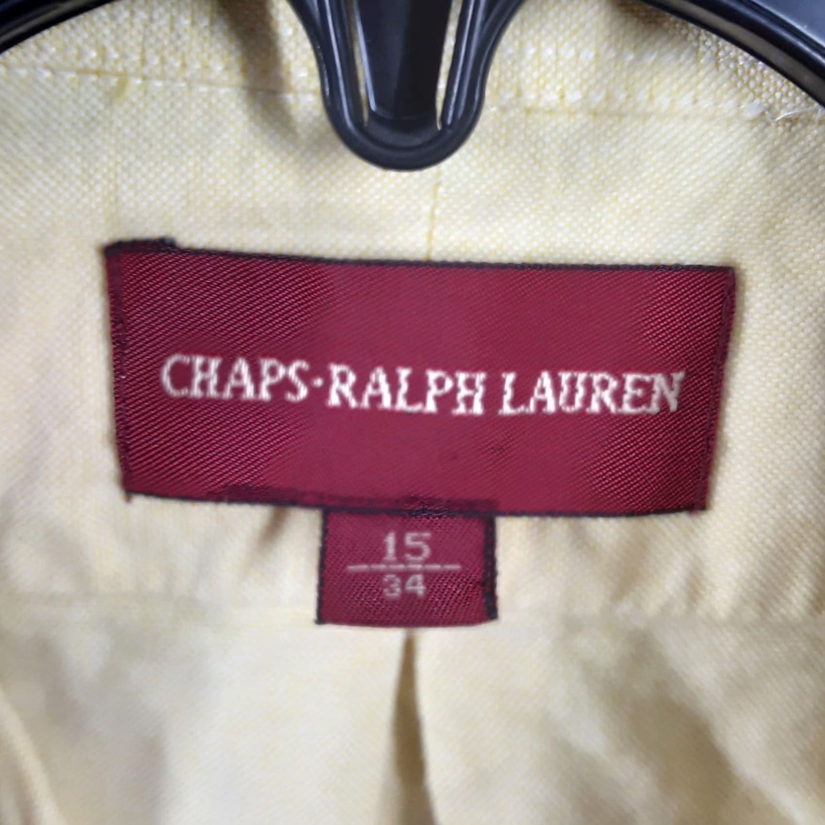 Ralph Lauren Chaps Ralph Lauren Button-Down Shirt Mens 15 34 Yellow Long Sleeve Solid Button-Up Collar Polo Shirt Size US M / EU 48-50 / 2 - 2 Thumbnail