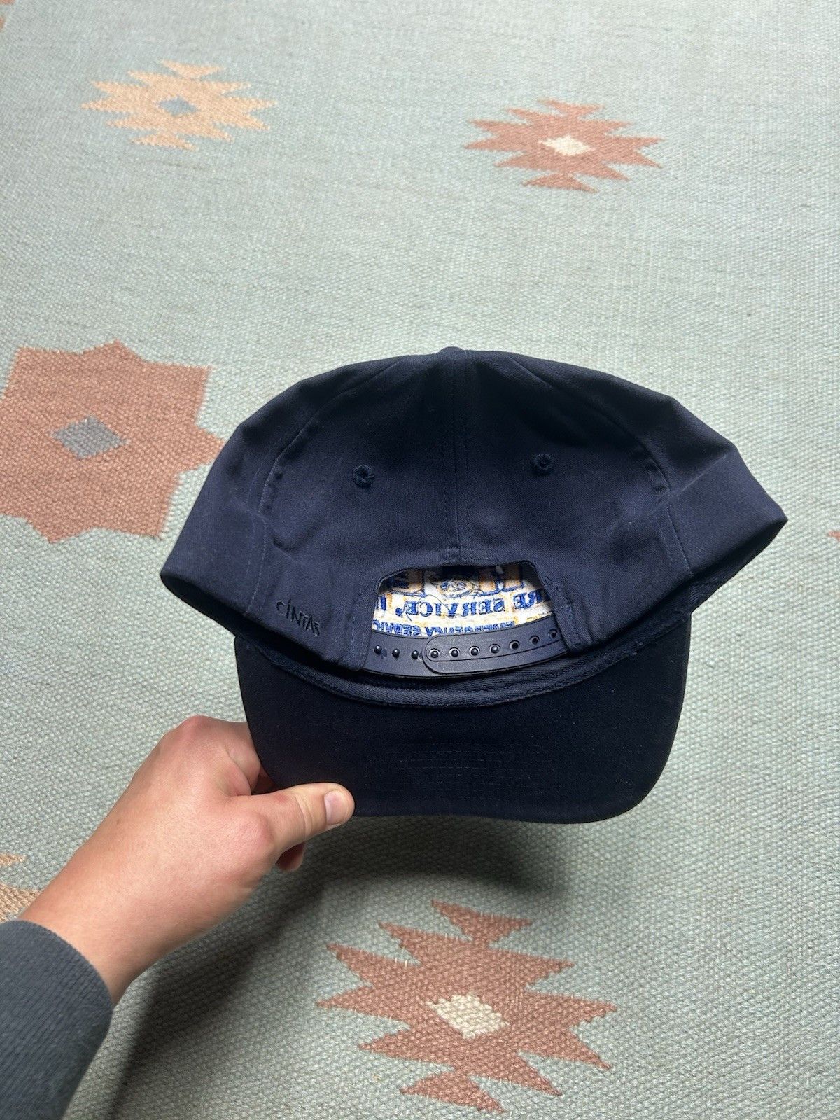Vintage Vintage SnapBack hat H&E tire service navy blue car mechanic Size ONE SIZE - 4 Thumbnail